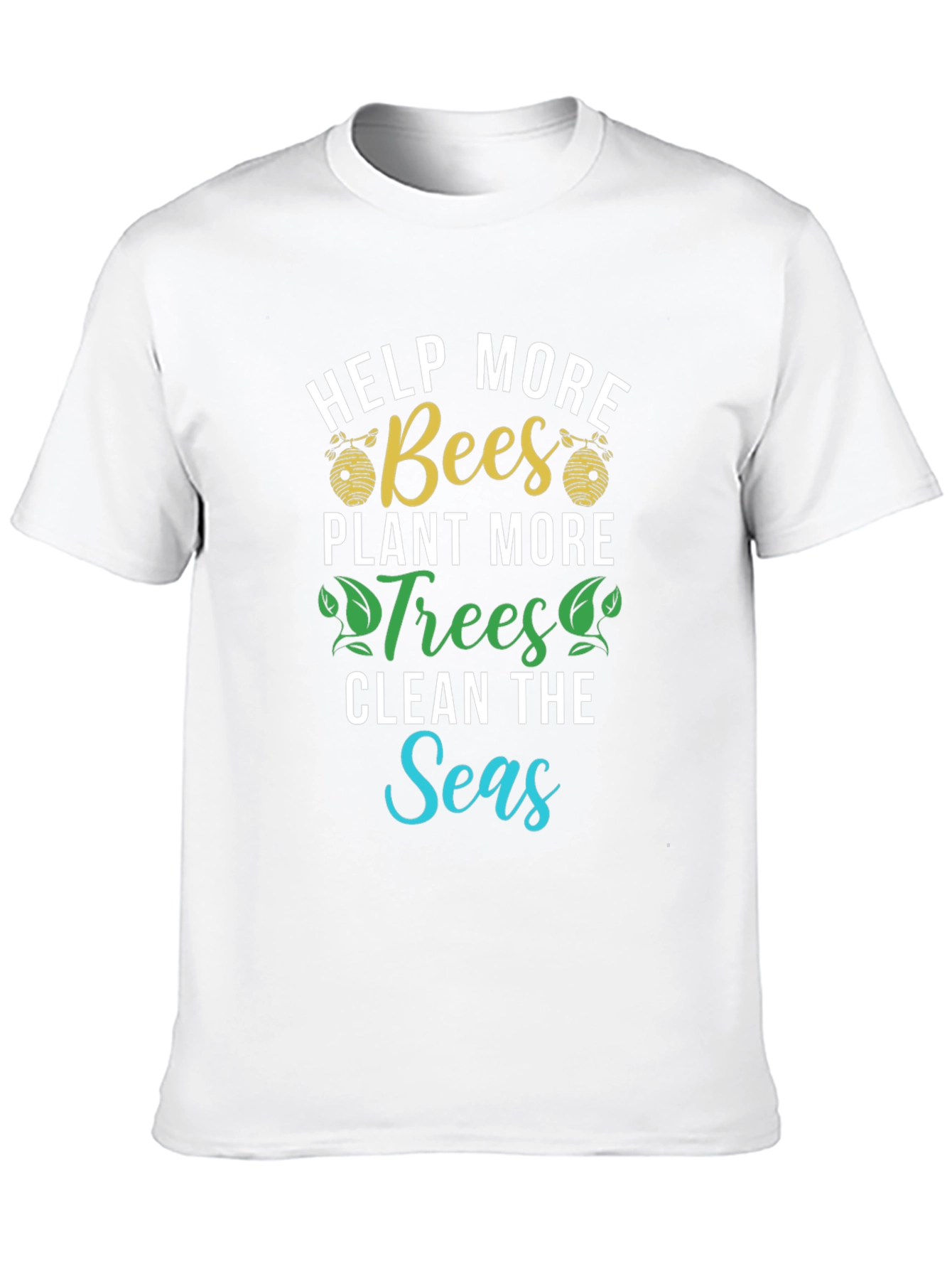 Camiseta Ecológica: Salvar Abejas Plantar Árboles Limpiar Mares