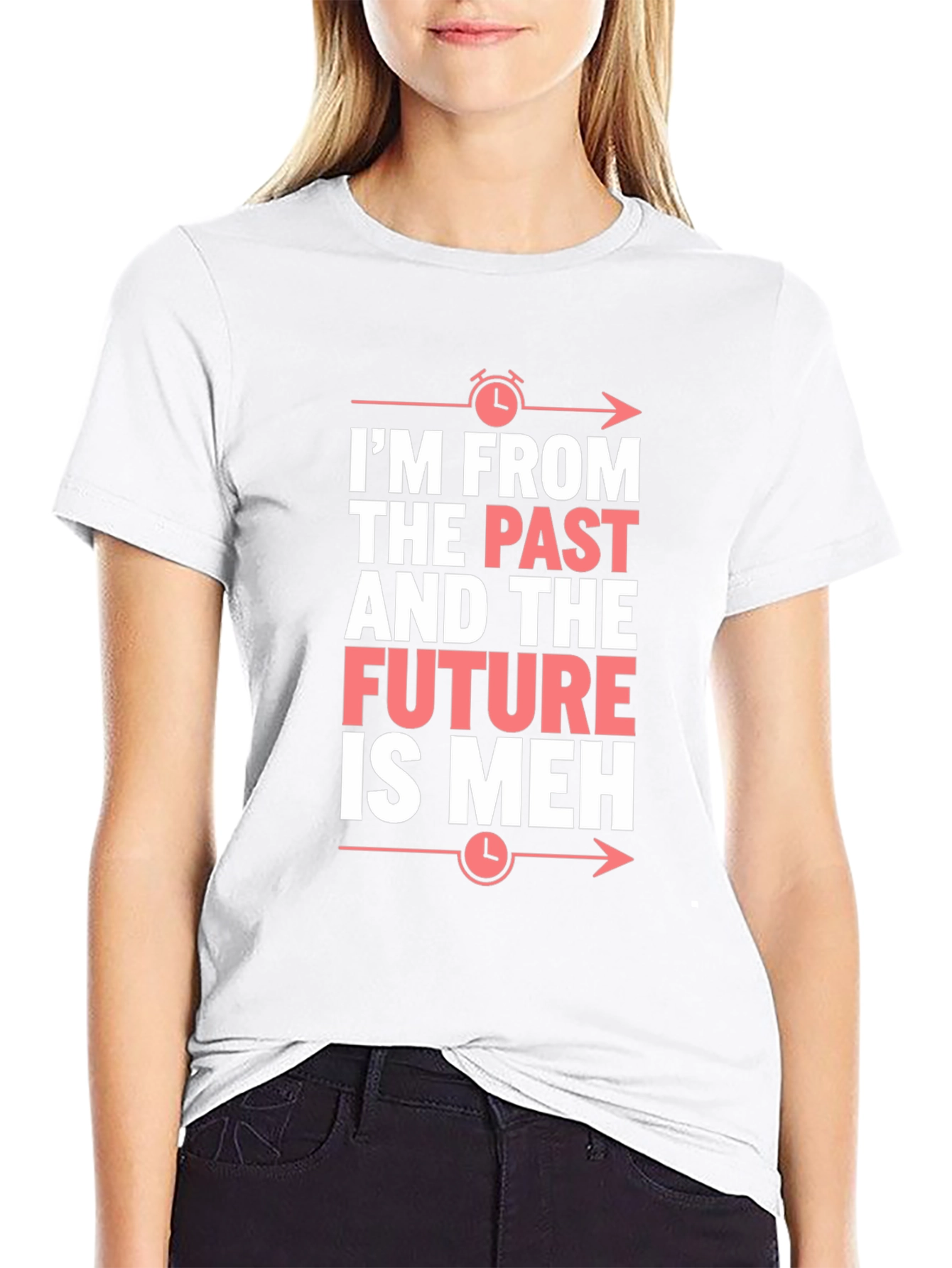 Camiseta Negra: Pasado Futuro ¡Meh! Divertida