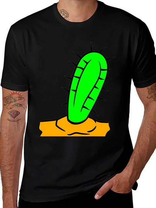 Camiseta Negra con Diseño de Cactus Divertido