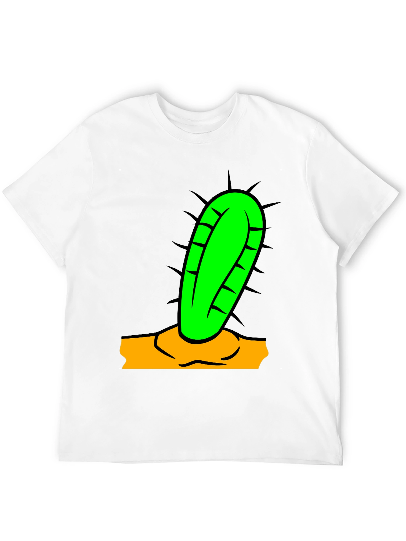 Camiseta Negra con Diseño de Cactus Divertido