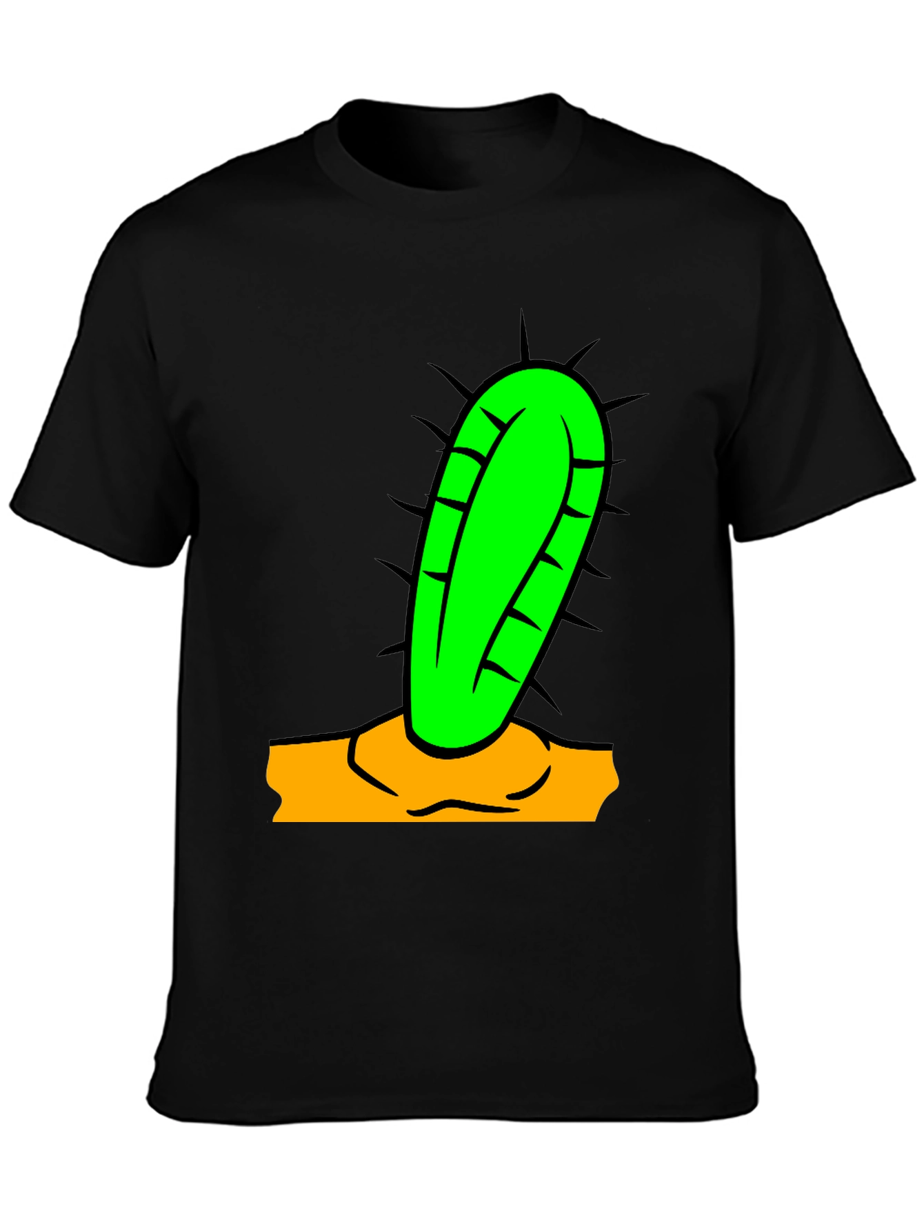 Camiseta Negra con Diseño de Cactus Divertido