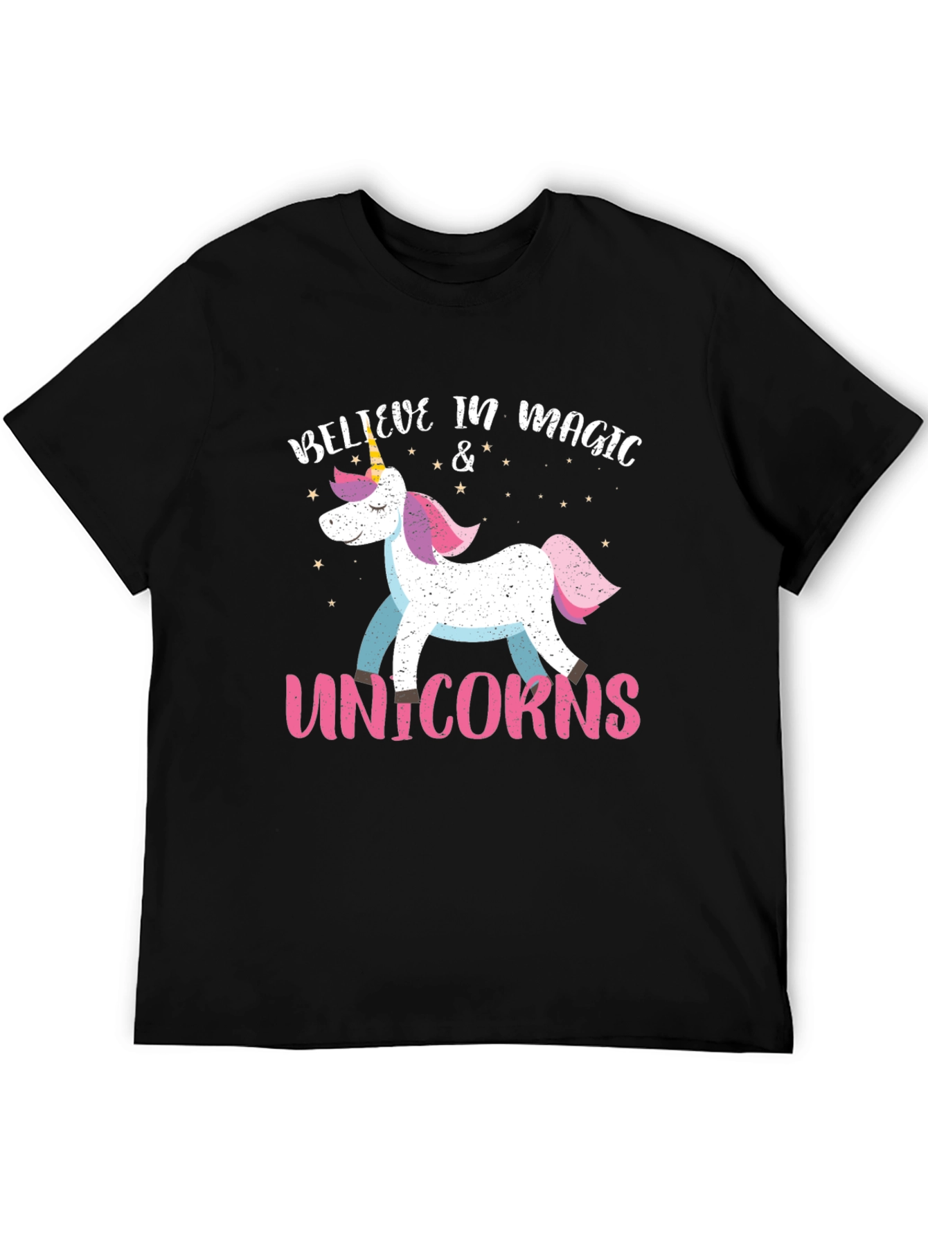 Camiseta Negra Unicornio Mágico para Hombre