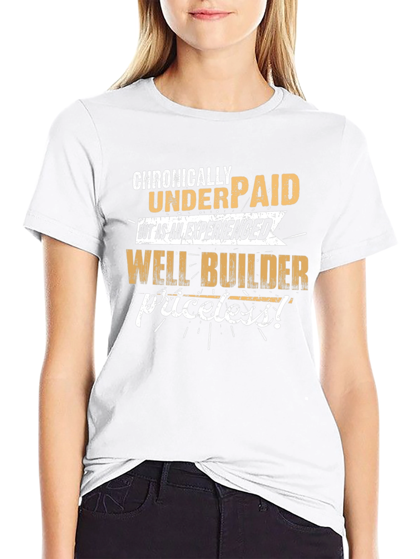 Camiseta Negra: Crónicamente Mal Pagado ¡Constructor de Pozos!