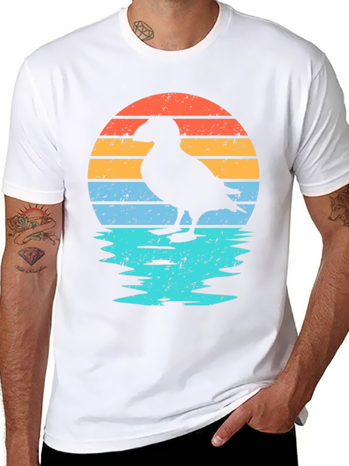 Camiseta Retro Puffin Sunset para Hombre