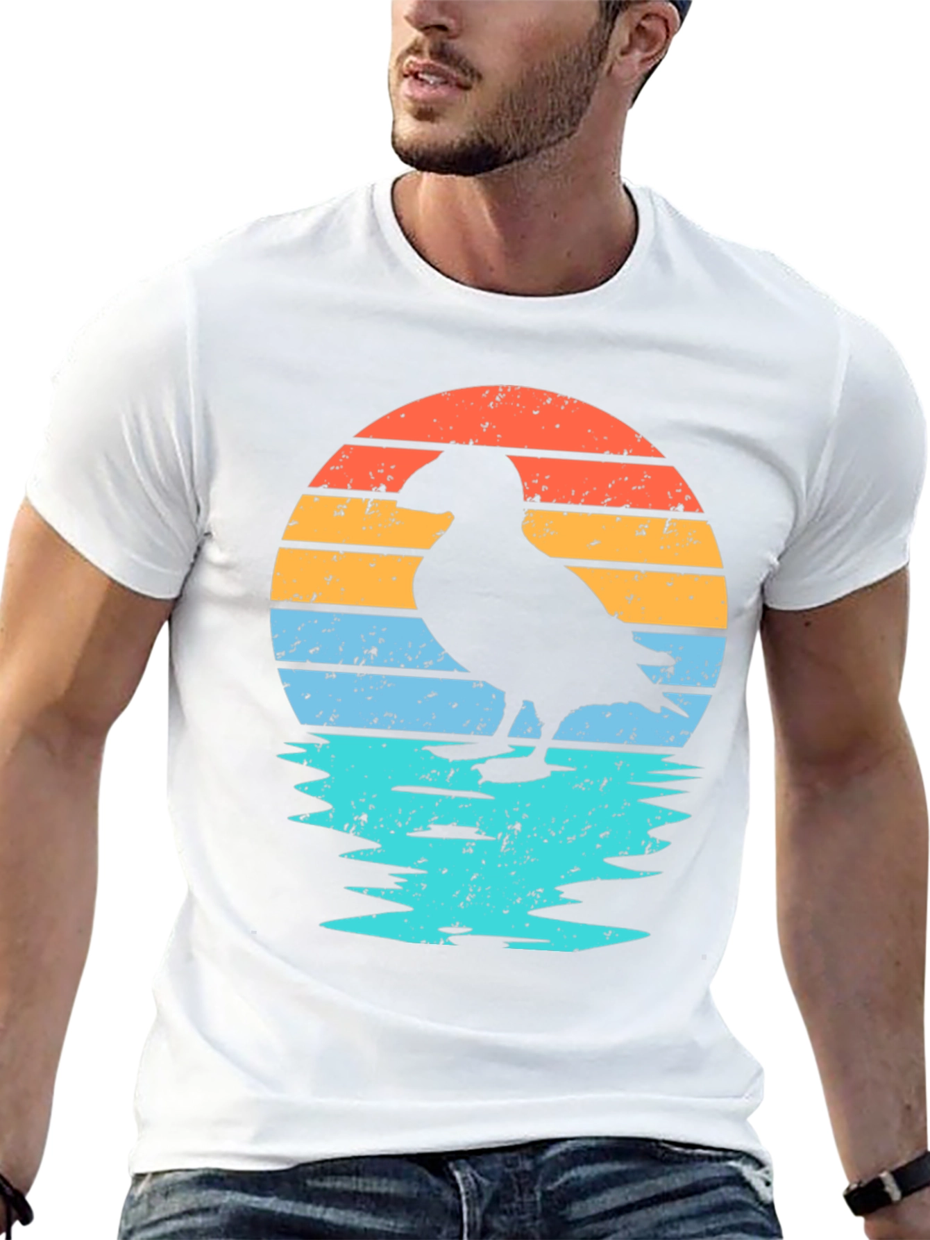 Camiseta Retro Puffin Sunset para Hombre