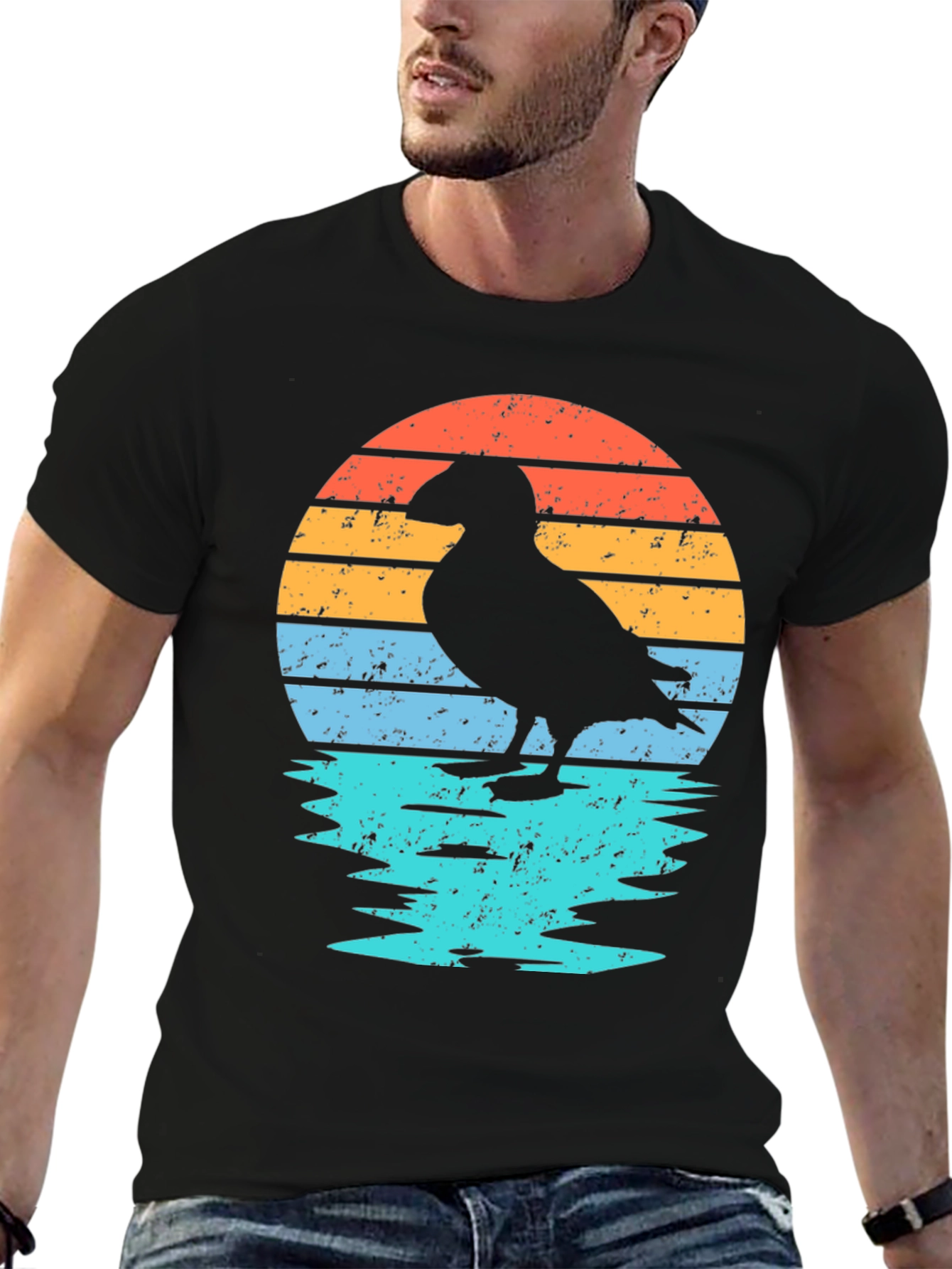 Camiseta Retro Puffin Sunset para Hombre