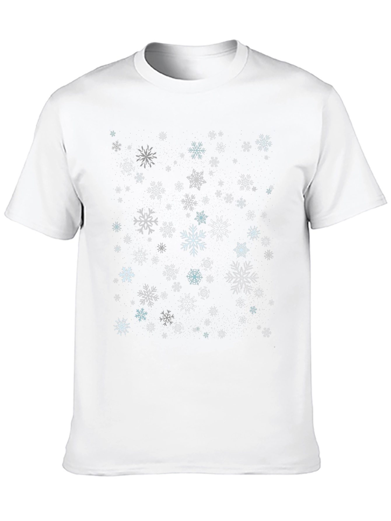 Camiseta Negra con Estampado de Copos de Nieve Invernal