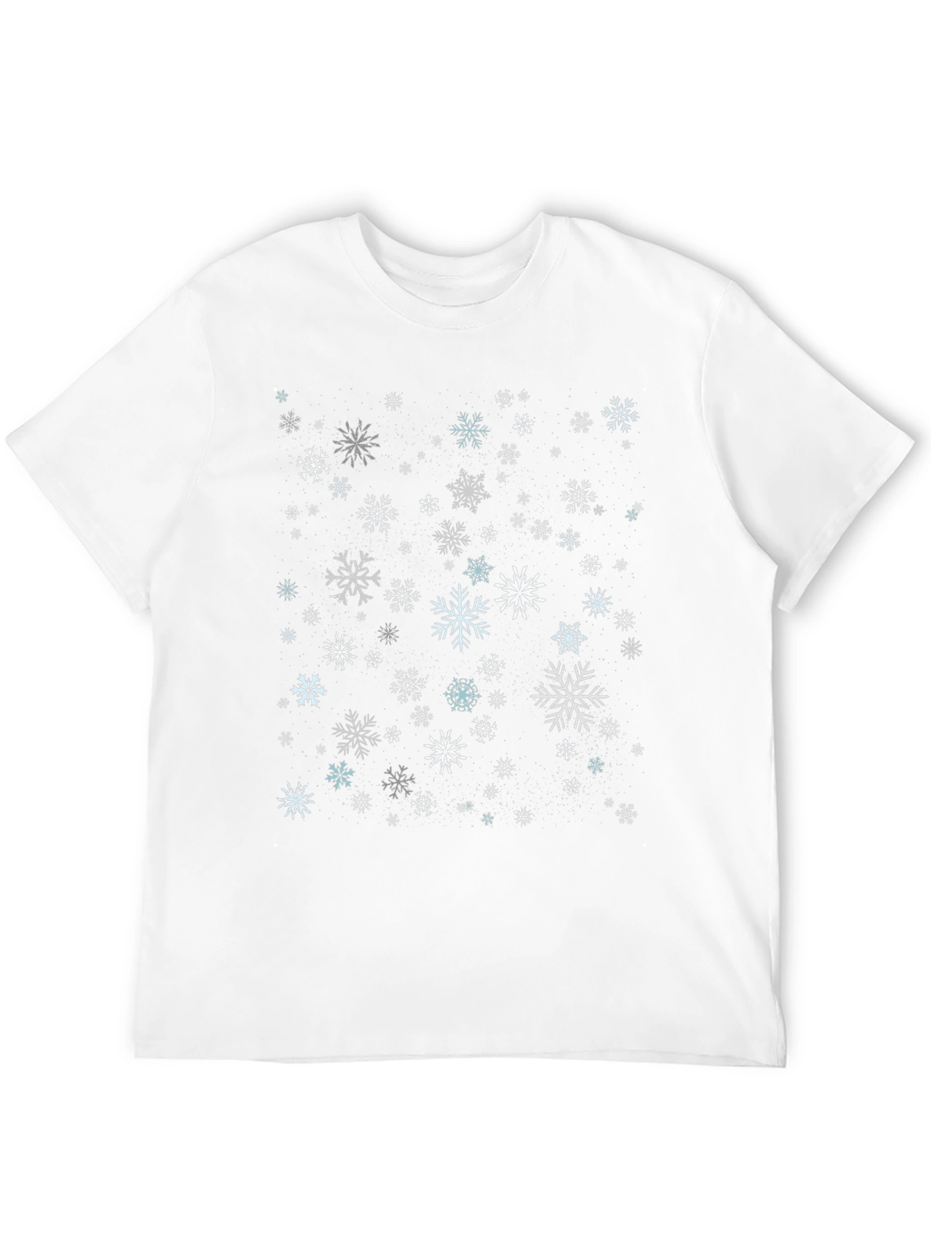 Camiseta Negra con Estampado de Copos de Nieve Invernal