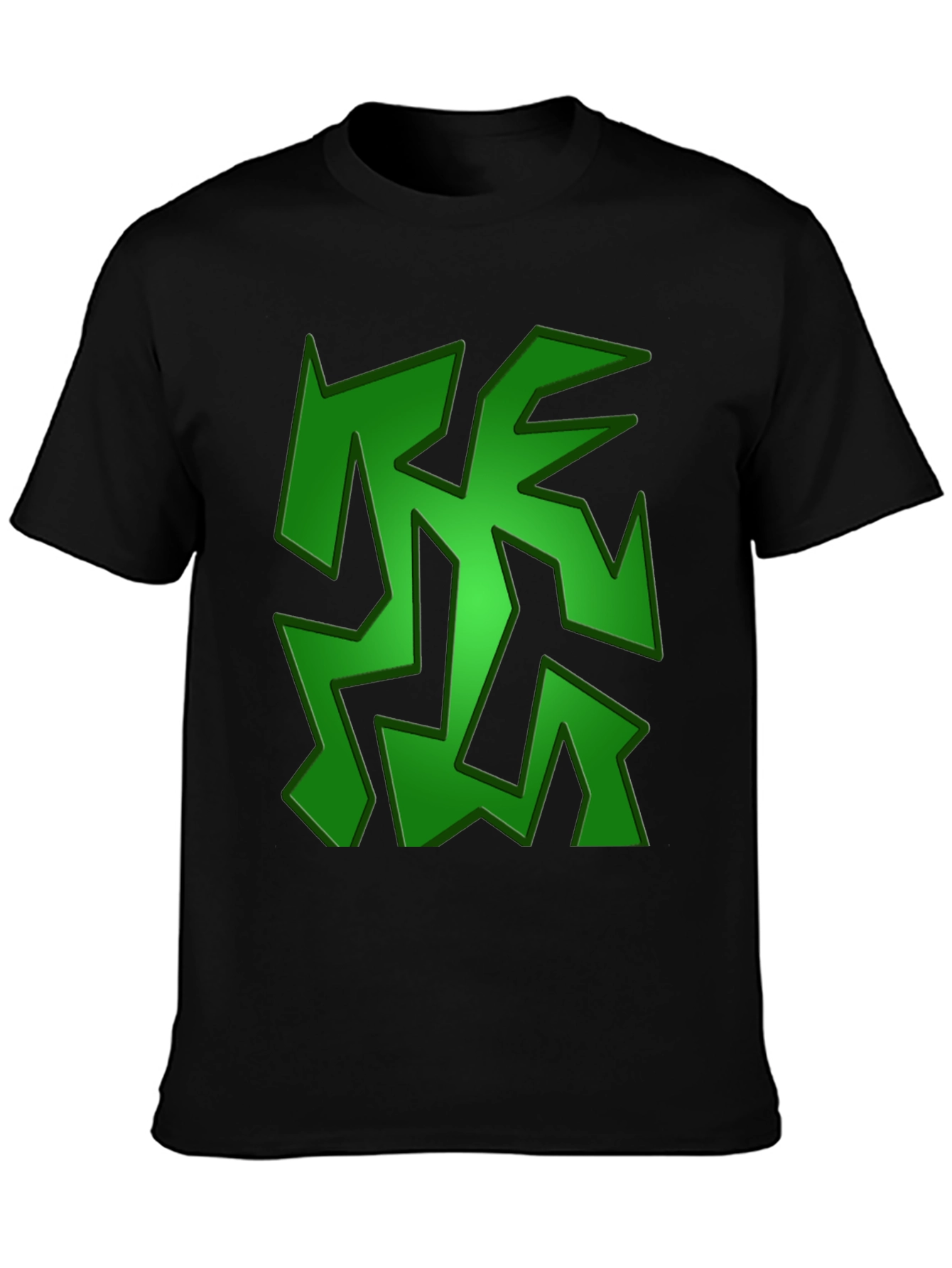 Camiseta Negra con Diseño Abstracto Verde