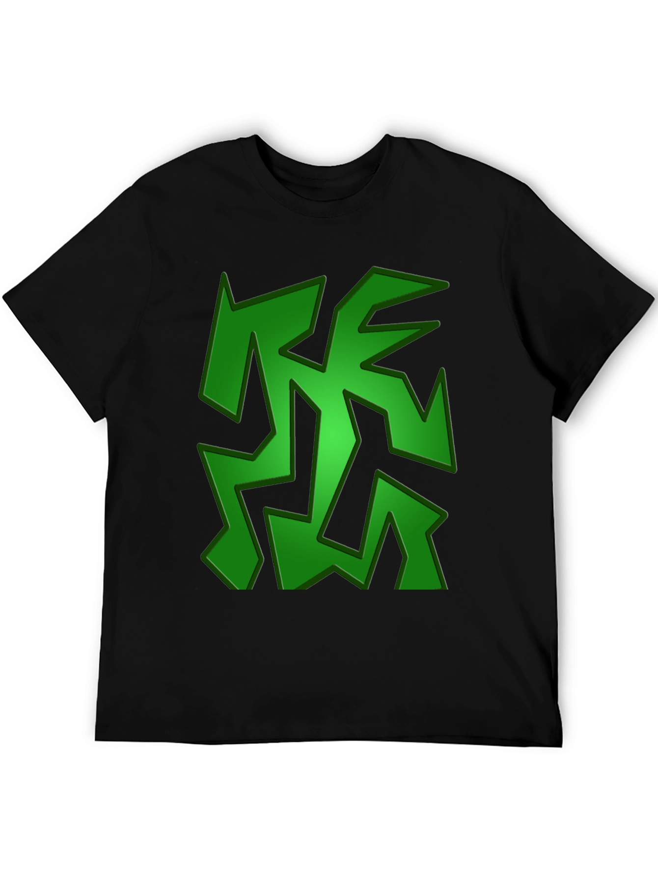 Camiseta Negra con Diseño Abstracto Verde