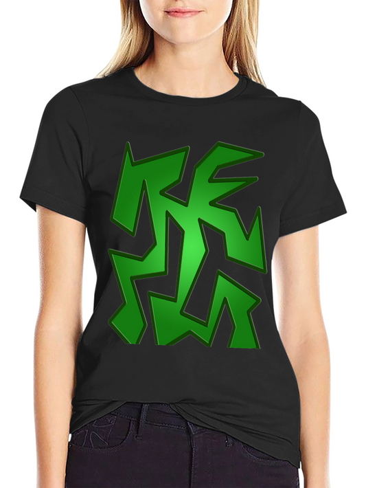 Camiseta Negra con Diseño Abstracto Verde