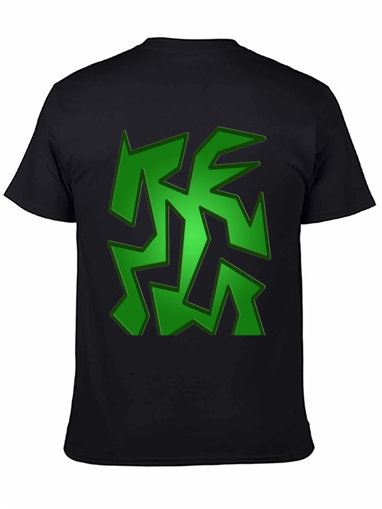 Camiseta Negra con Diseño Abstracto Verde
