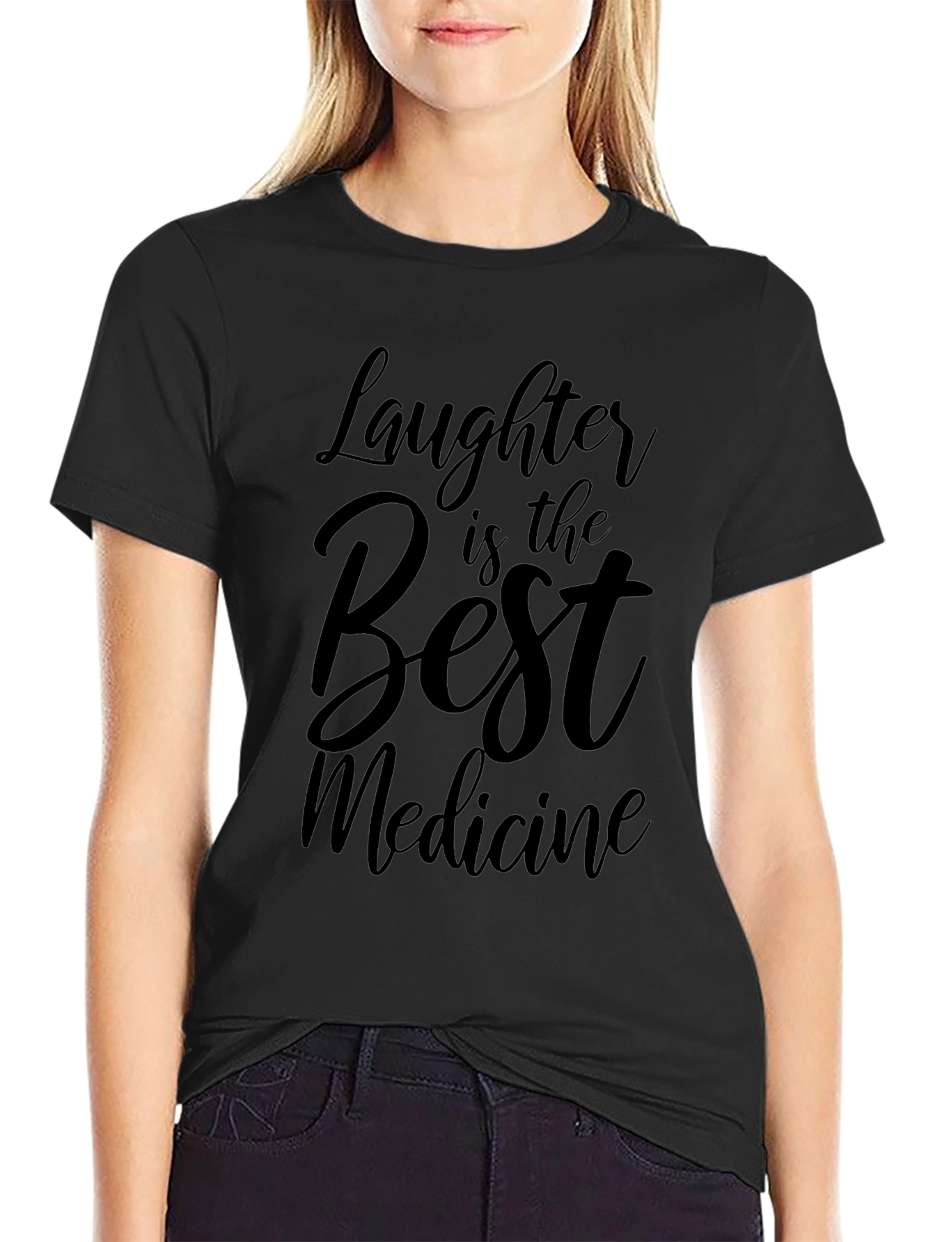Camiseta Negra: La Risa es la Mejor Medicina