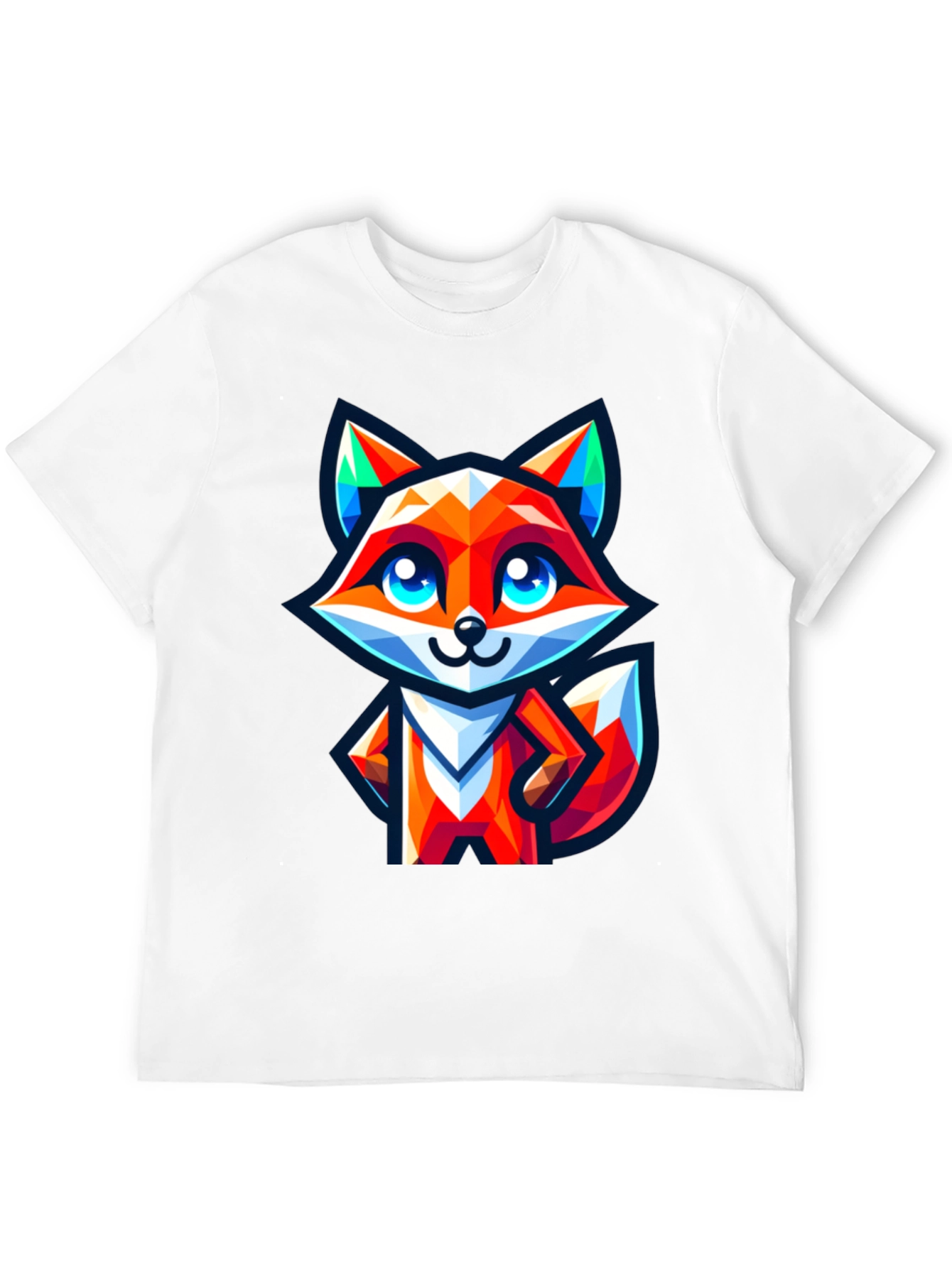 Camiseta Negra con Zorro Geométrico