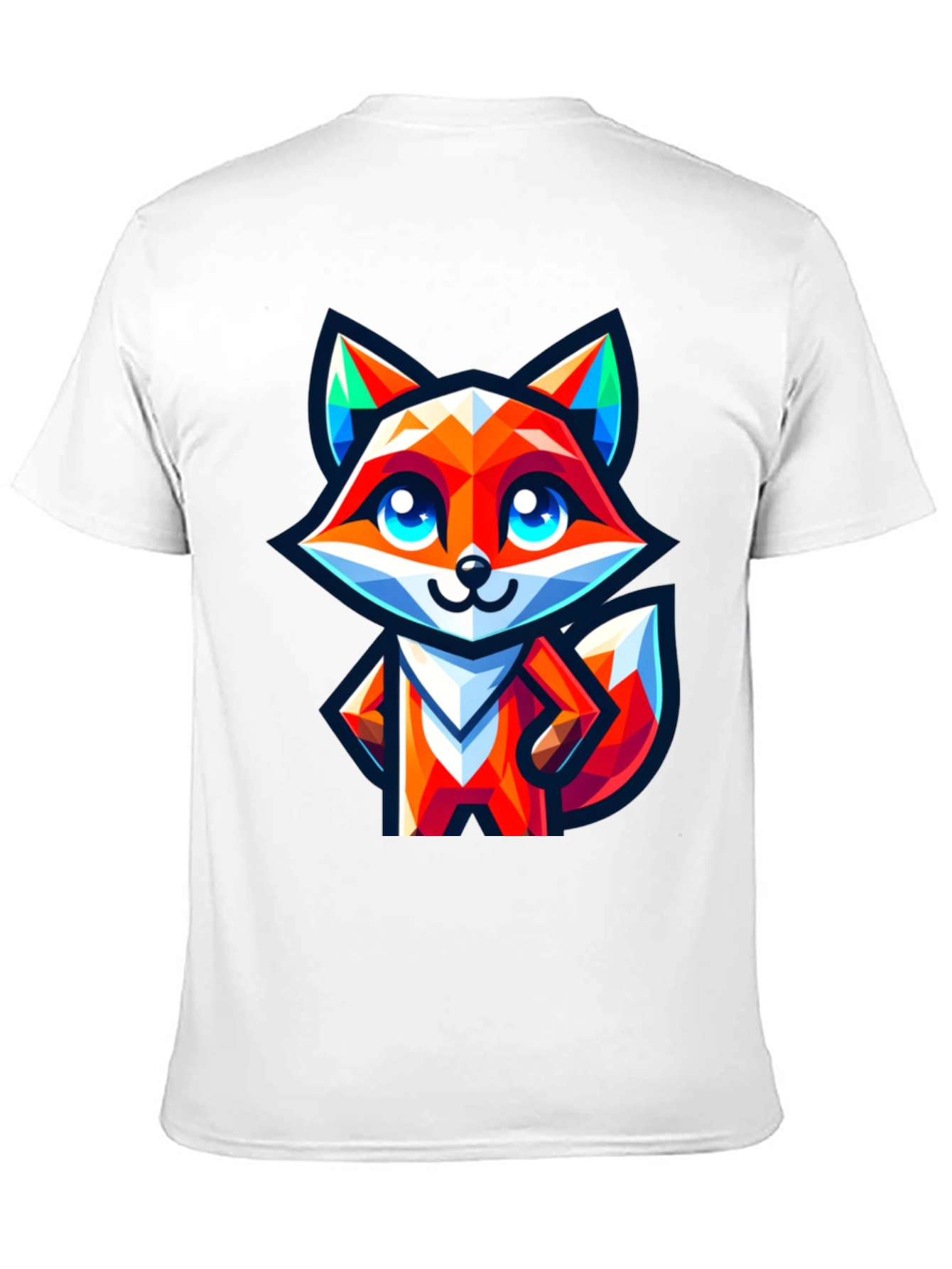 Camiseta Negra con Zorro Geométrico