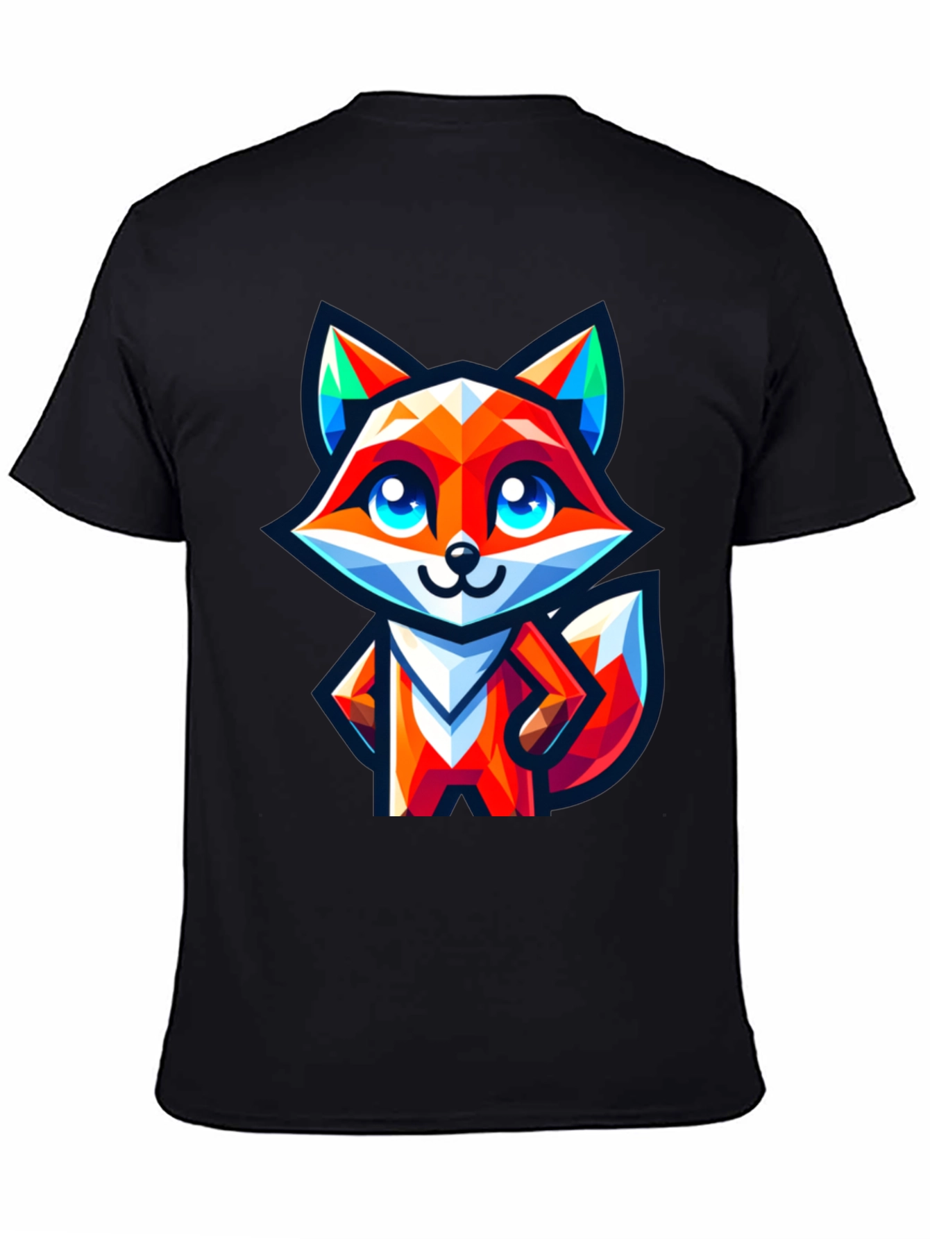 Camiseta Negra con Zorro Geométrico