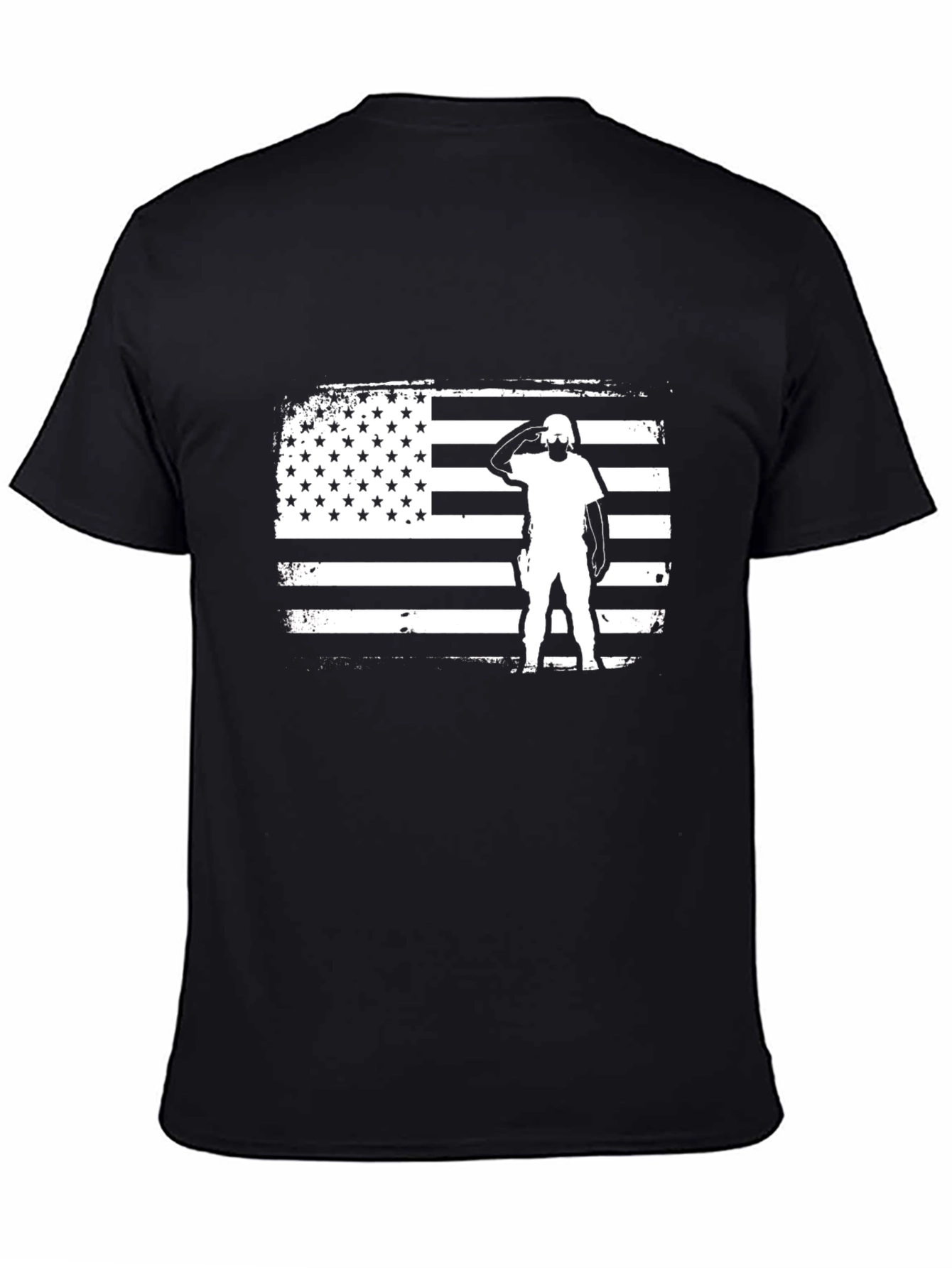 Camiseta Negra con Diseño de Bandera Americana Militar