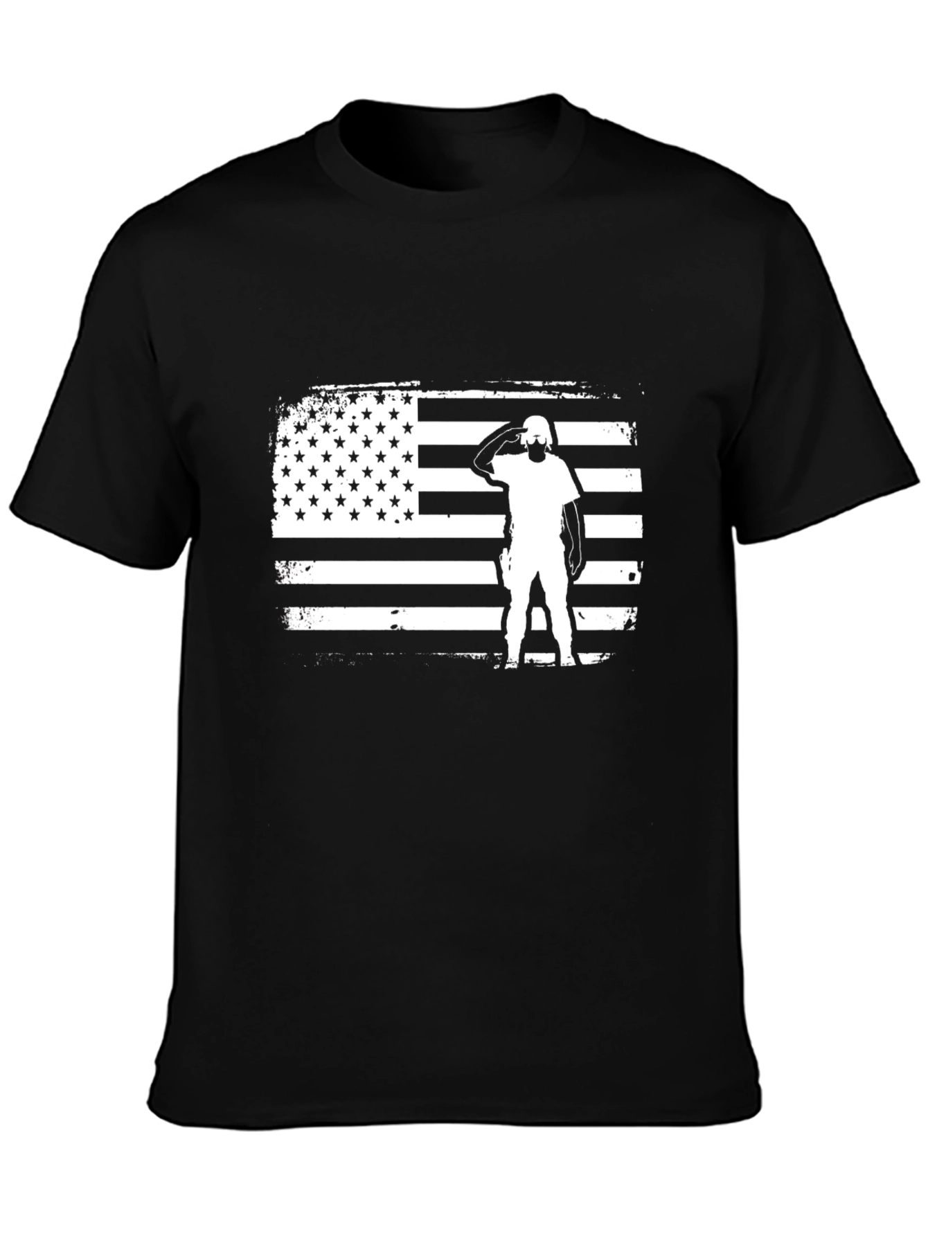 Camiseta Negra con Diseño de Bandera Americana Militar