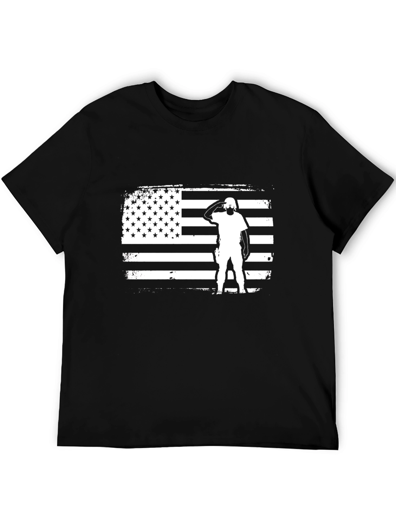 Camiseta Negra con Diseño de Bandera Americana Militar