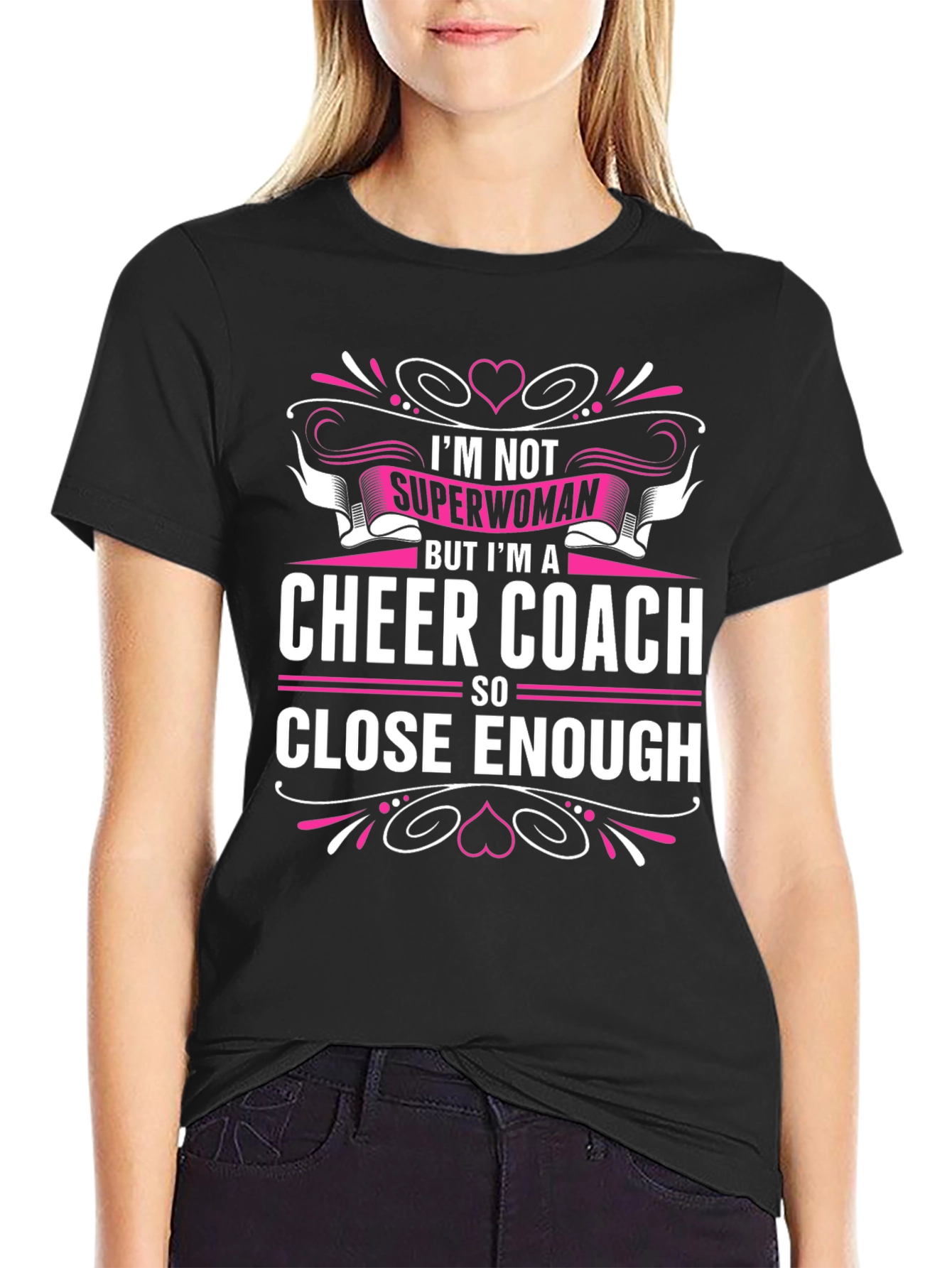 Camiseta Negra Cheer Coach Superwoman