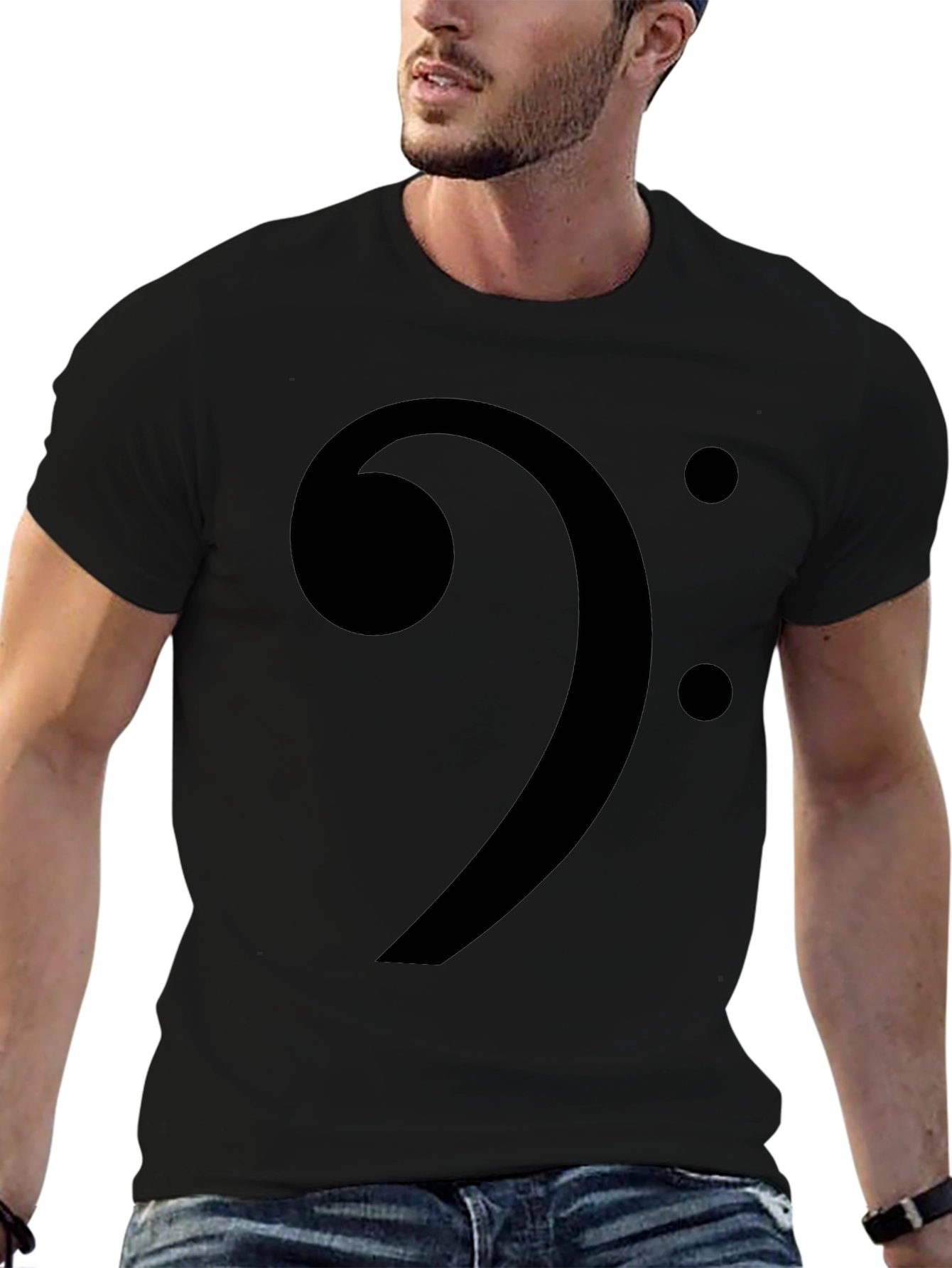 Camiseta Negra Clave de Fa Música