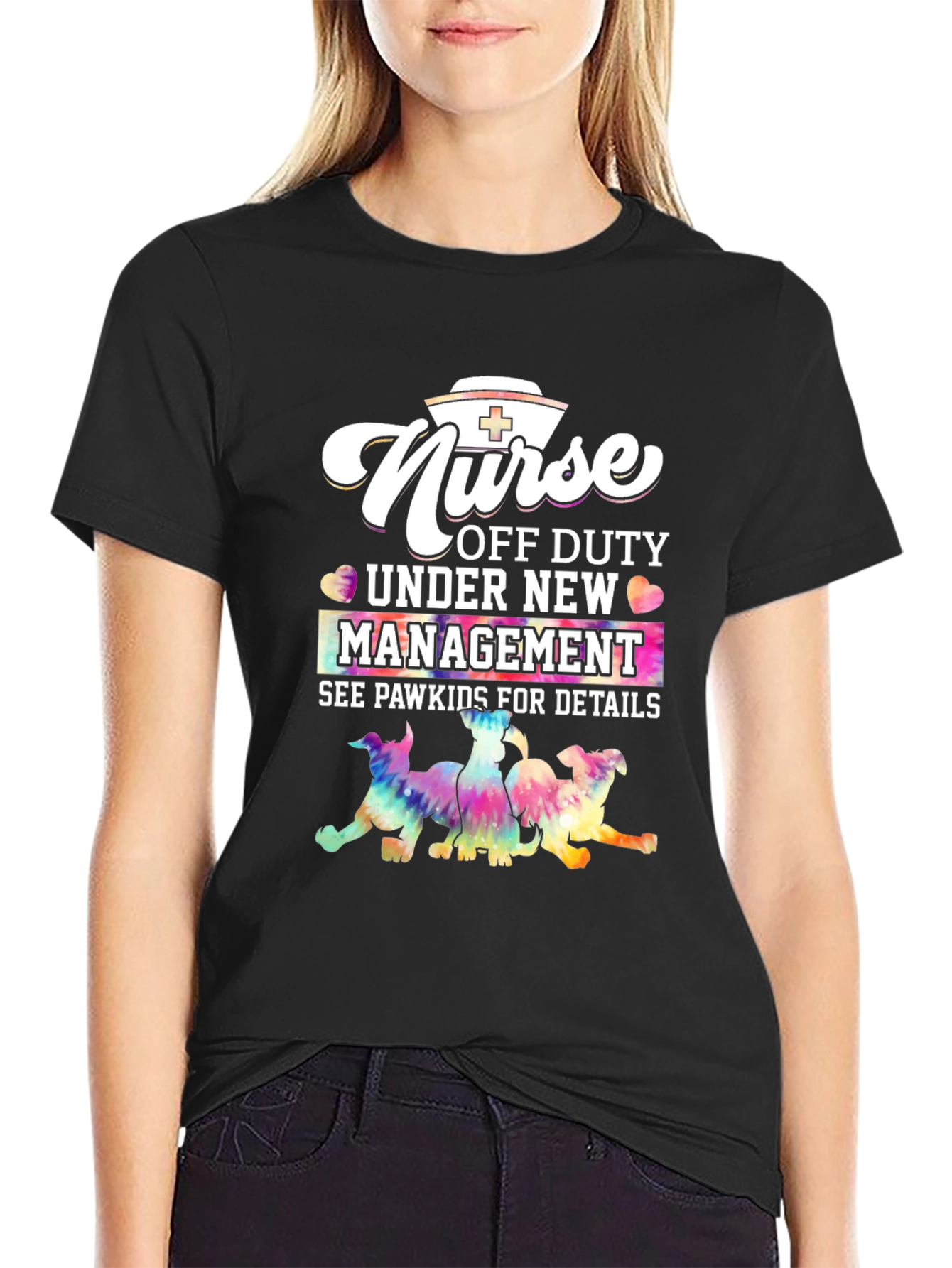 Camiseta Negra Nurse Off Duty - Pawkids Details