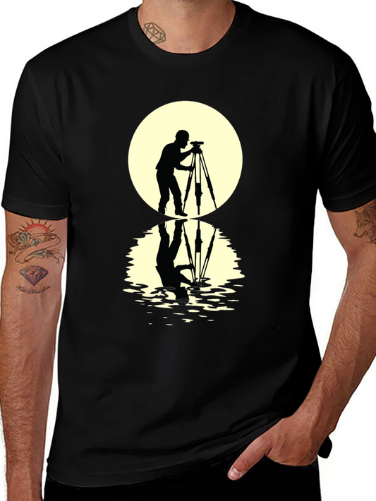 Camiseta Negra con Diseño de Fotógrafo y Reflejo