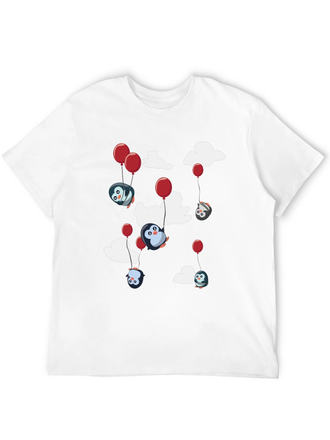 Camiseta Negra Estampada con Pingüinos Voladores