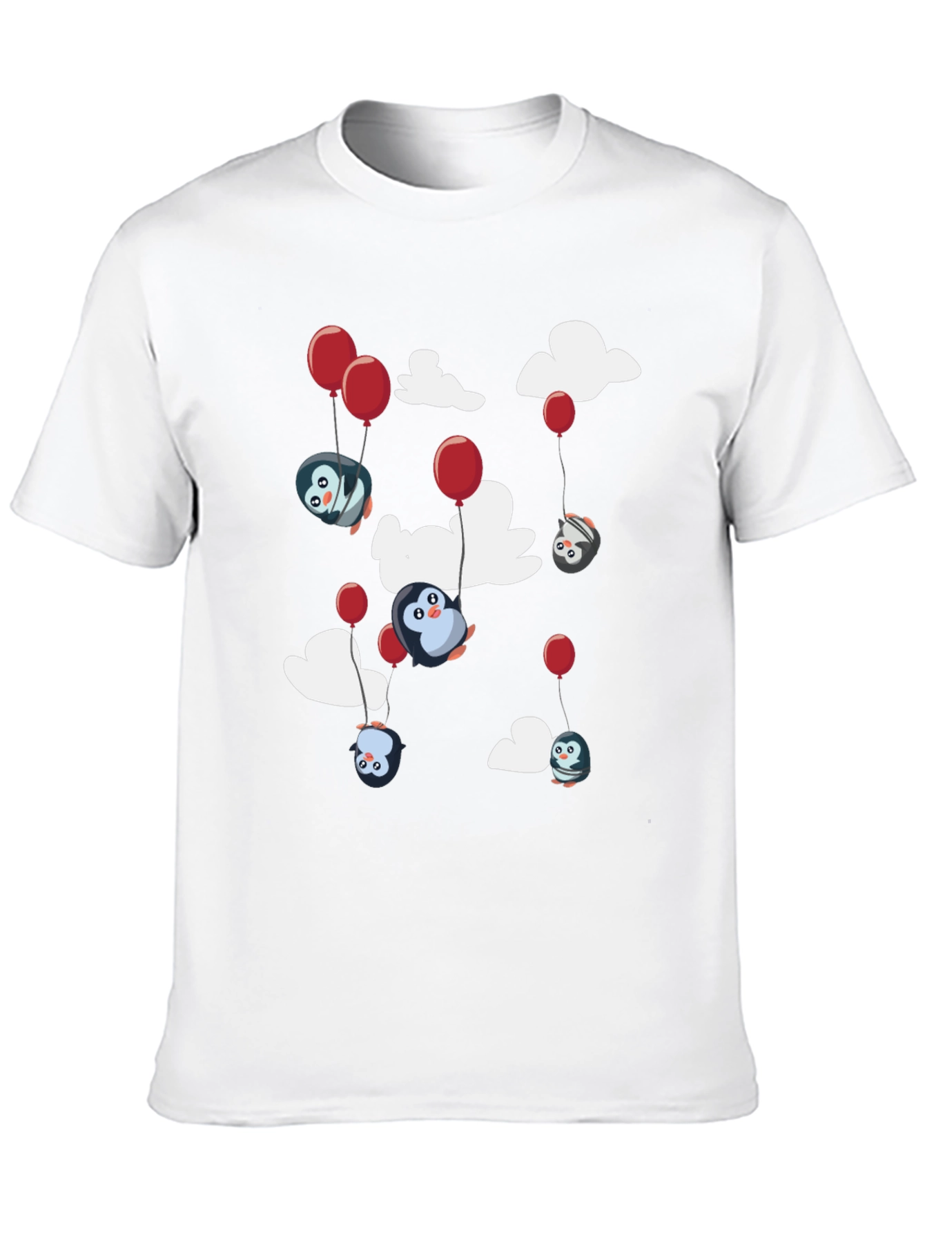 Camiseta Negra Estampada con Pingüinos Voladores