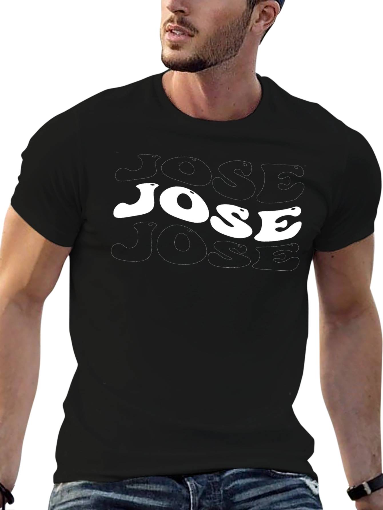 Camiseta Negra con Diseño Jose Retro
