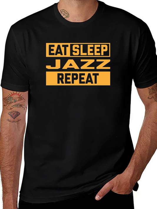 Camiseta Negra Hombre Eat Sleep Jazz Repeat