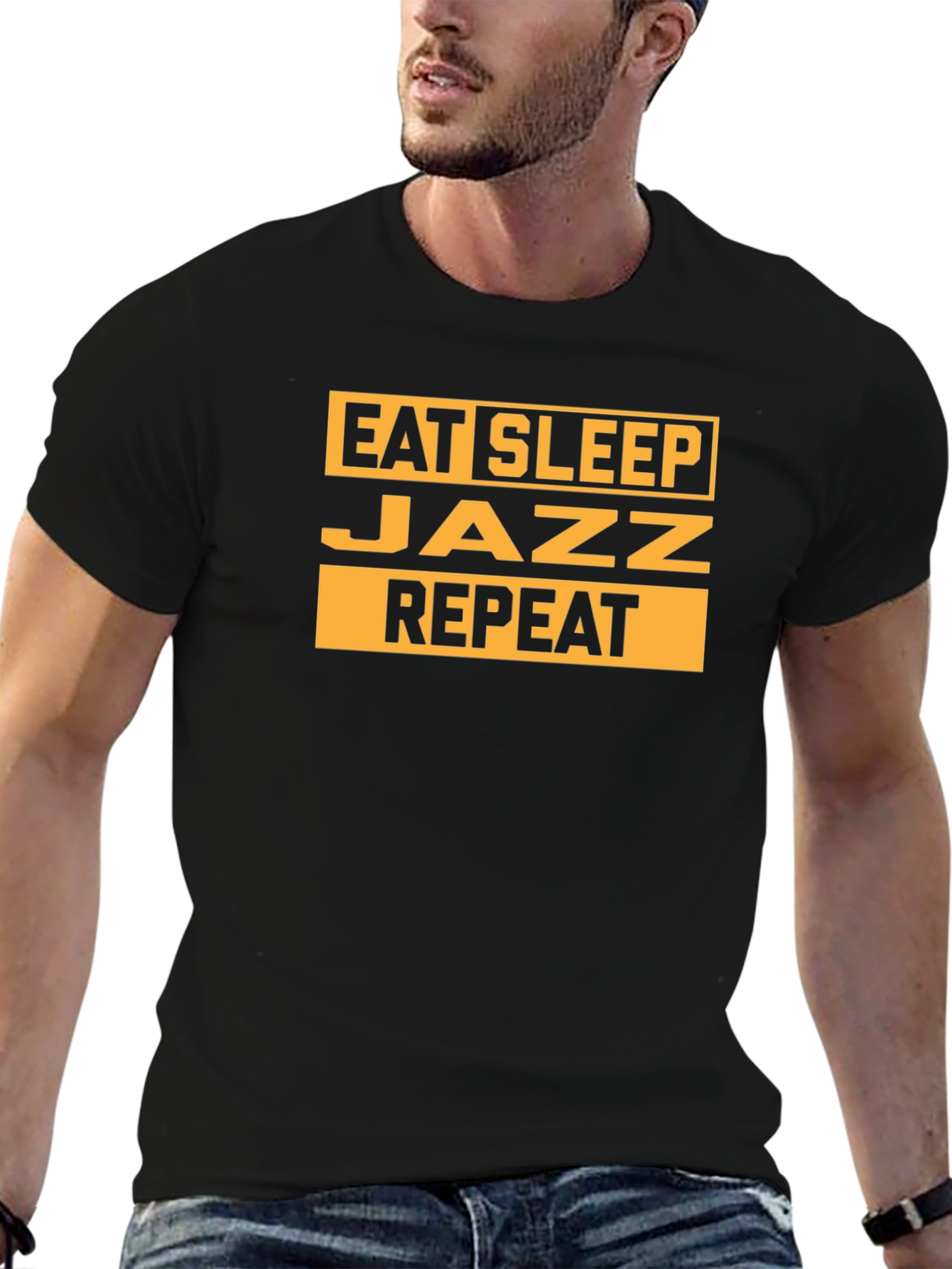 Camiseta Negra Hombre Eat Sleep Jazz Repeat