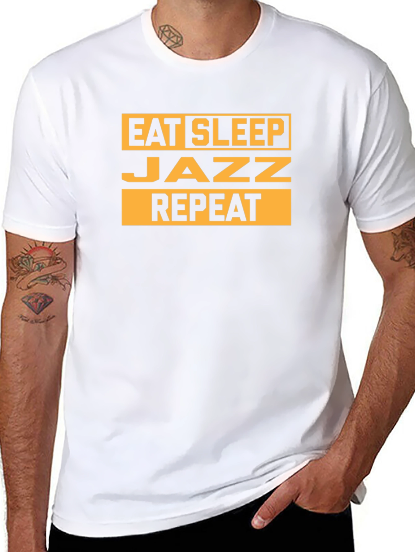 Camiseta Negra Hombre Eat Sleep Jazz Repeat