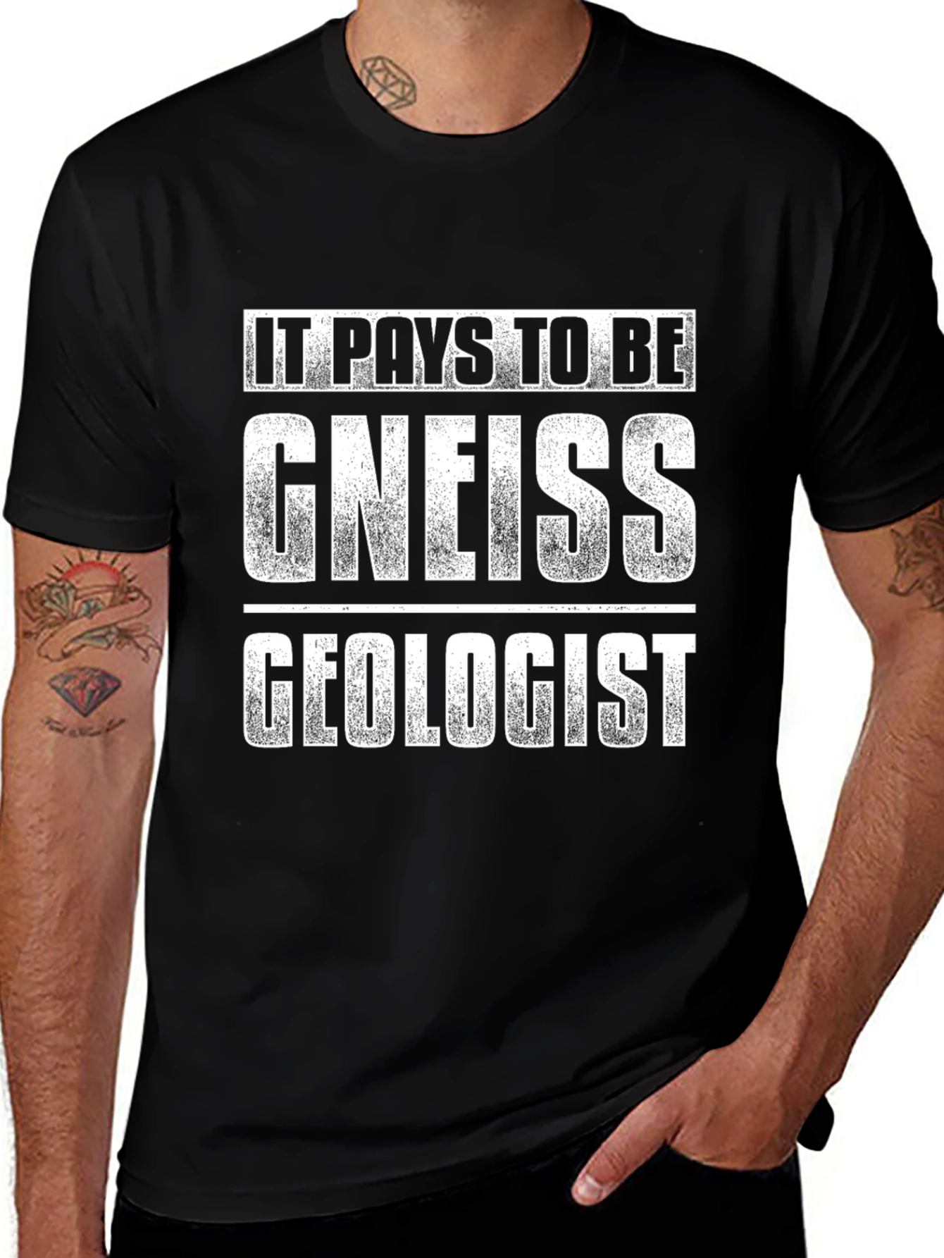Camiseta Negra: Paga Ser Un Geólogo Gneiss