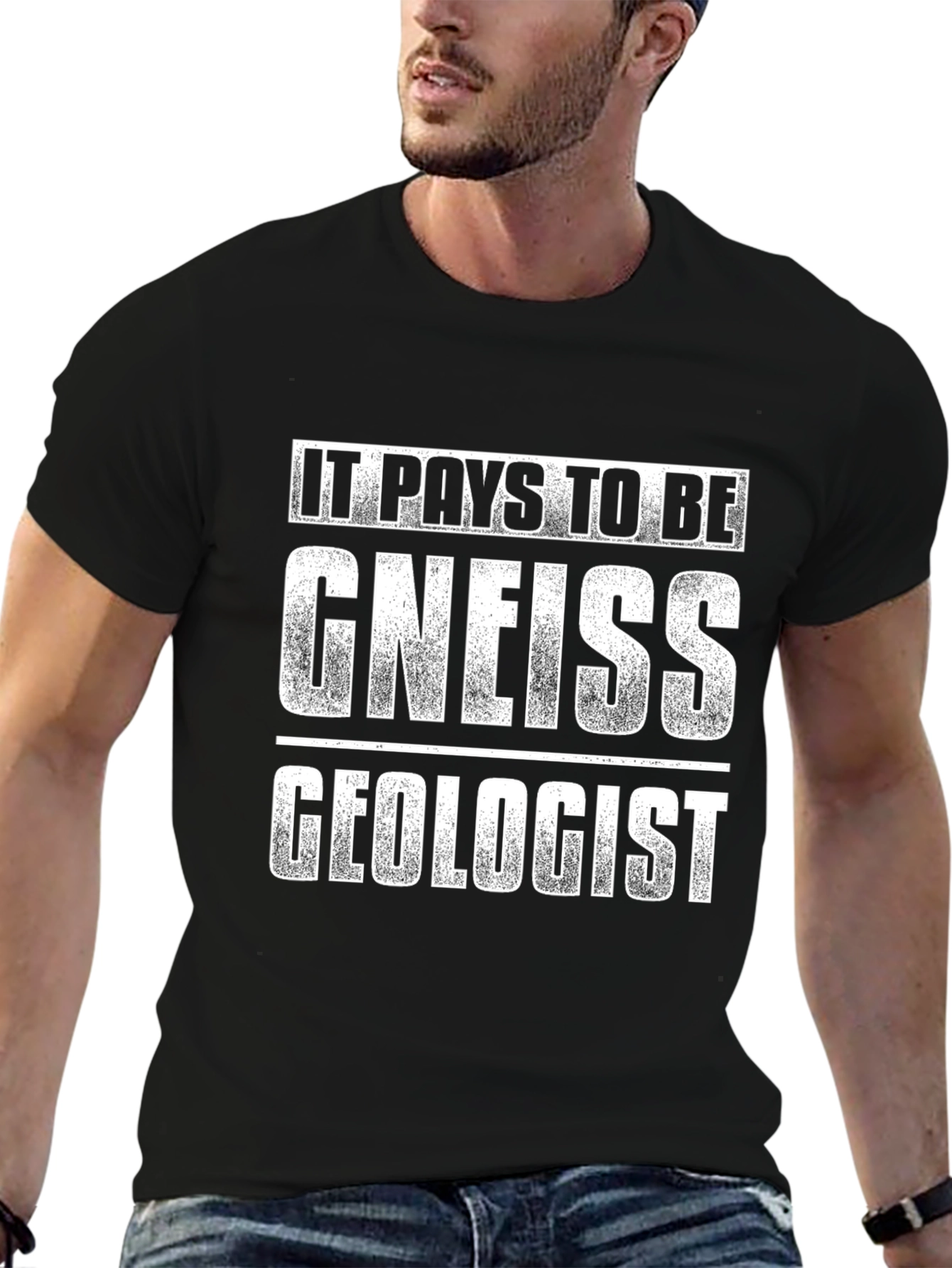 Camiseta Negra: Paga Ser Un Geólogo Gneiss