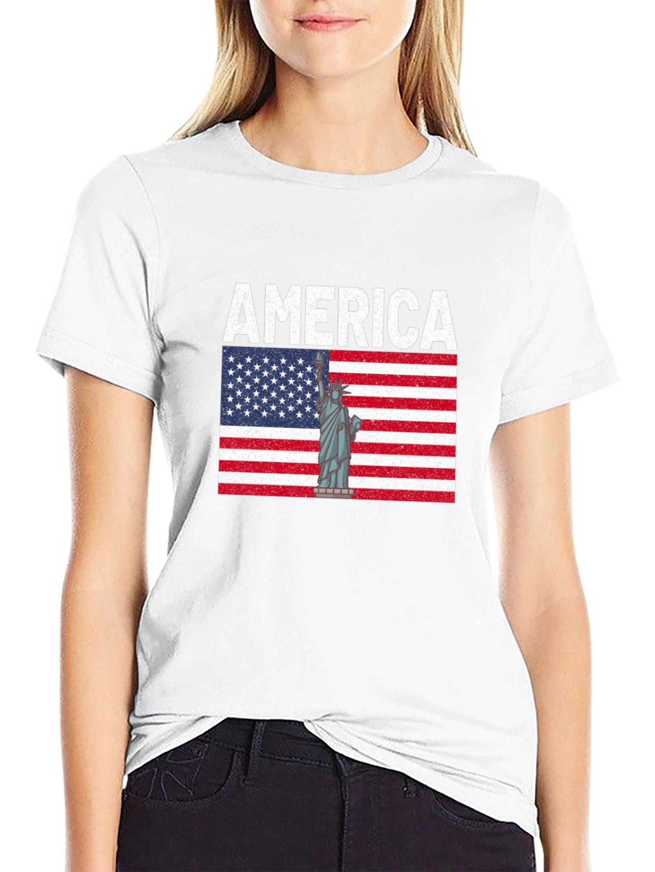 Camiseta Negra América Estatua de la Libertad