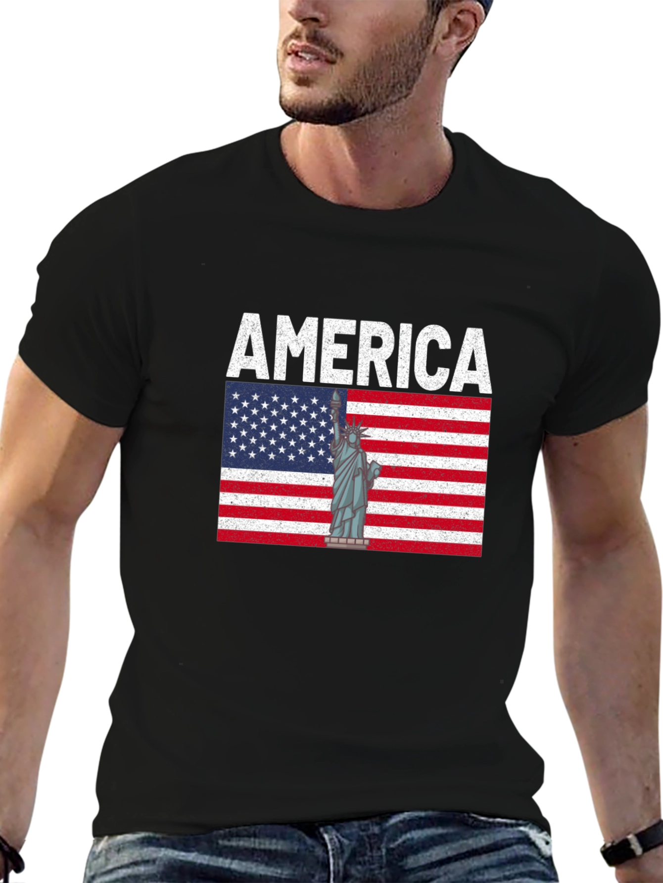 Camiseta Negra América Estatua de la Libertad