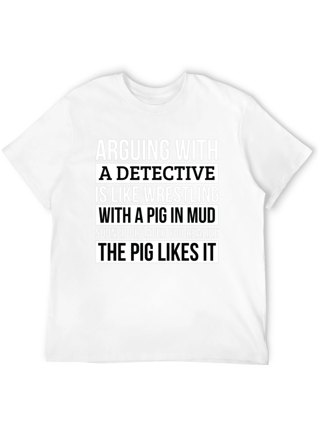 Camiseta Negra con Humor: Detective y el Cerdo