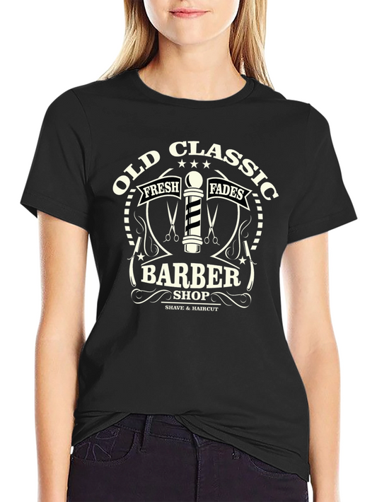 Camiseta Negra de Barbería Clásica Vintage