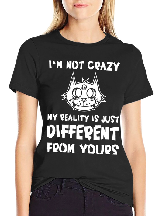 Camiseta Negra con Estampado Gato Loco