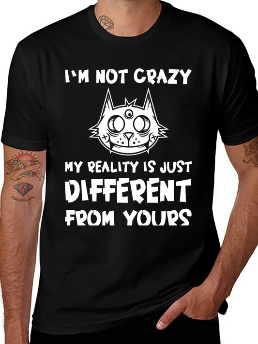 Camiseta Negra con Estampado Gato Loco