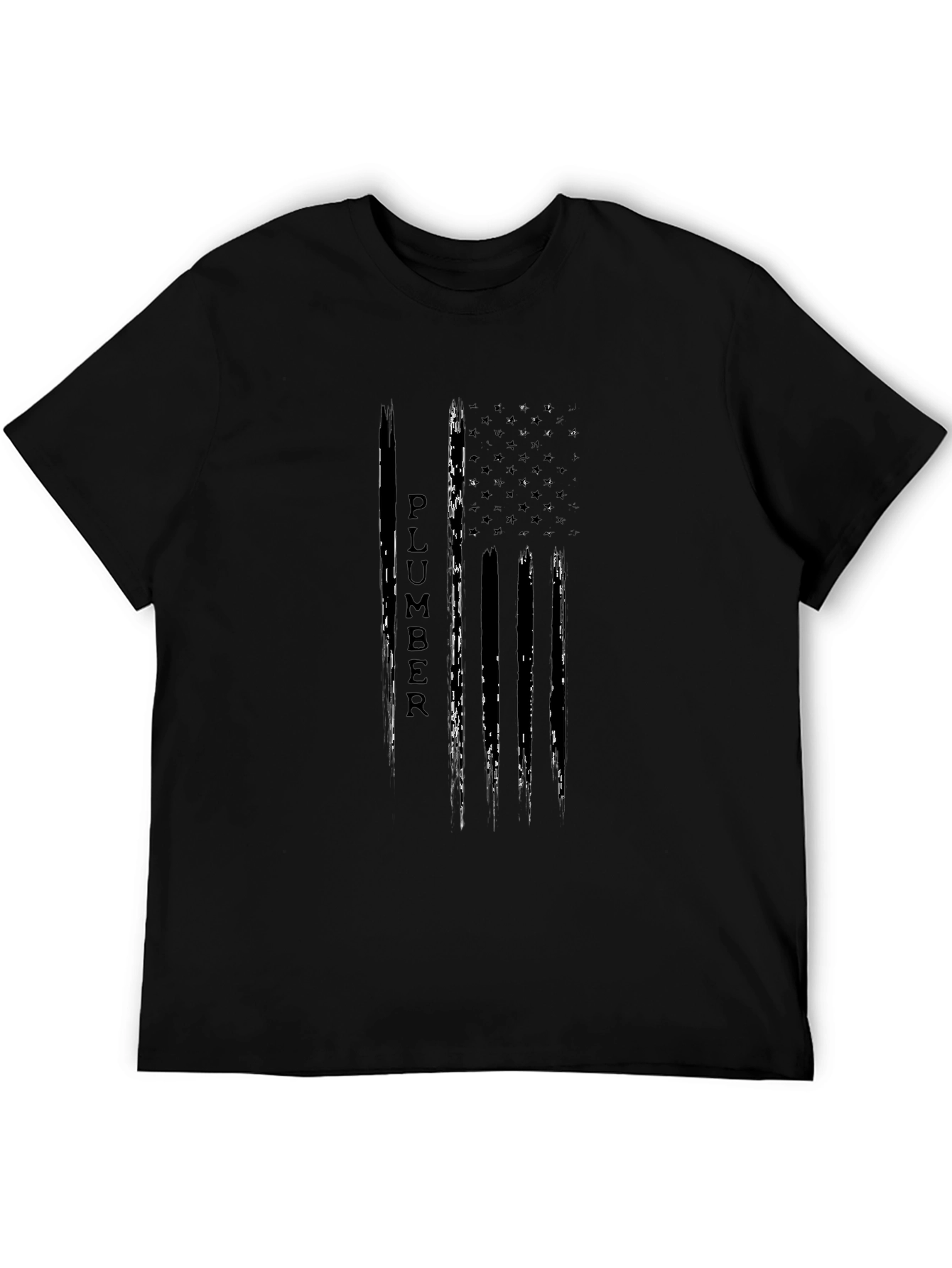 Camiseta Negra Diseño Bandera Americana Fontanero