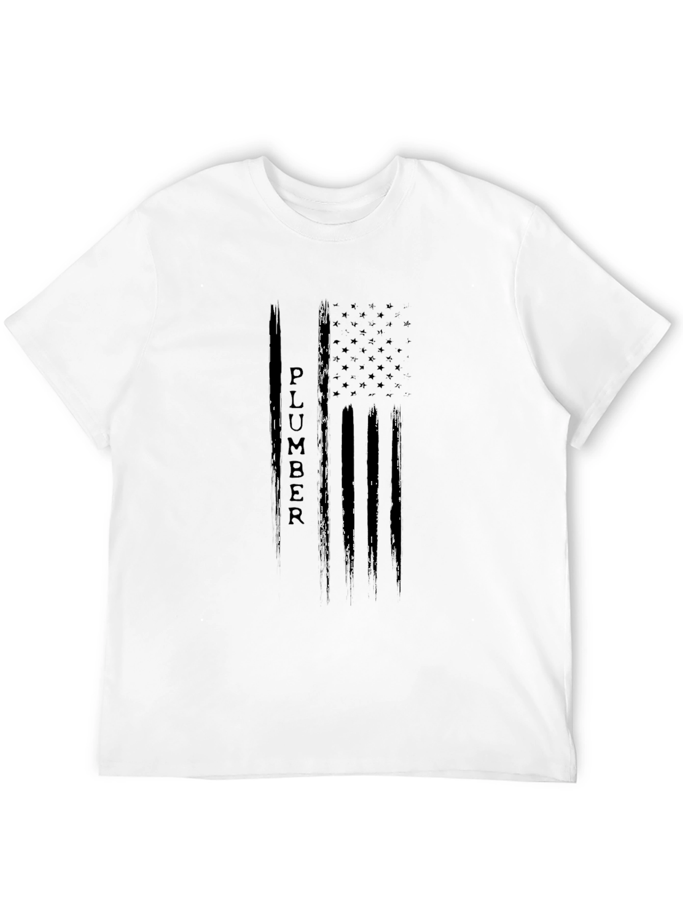 Camiseta Negra Diseño Bandera Americana Fontanero