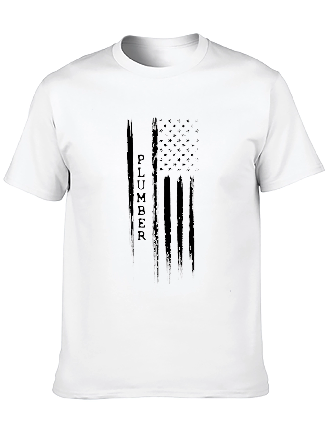 Camiseta Negra Diseño Bandera Americana Fontanero
