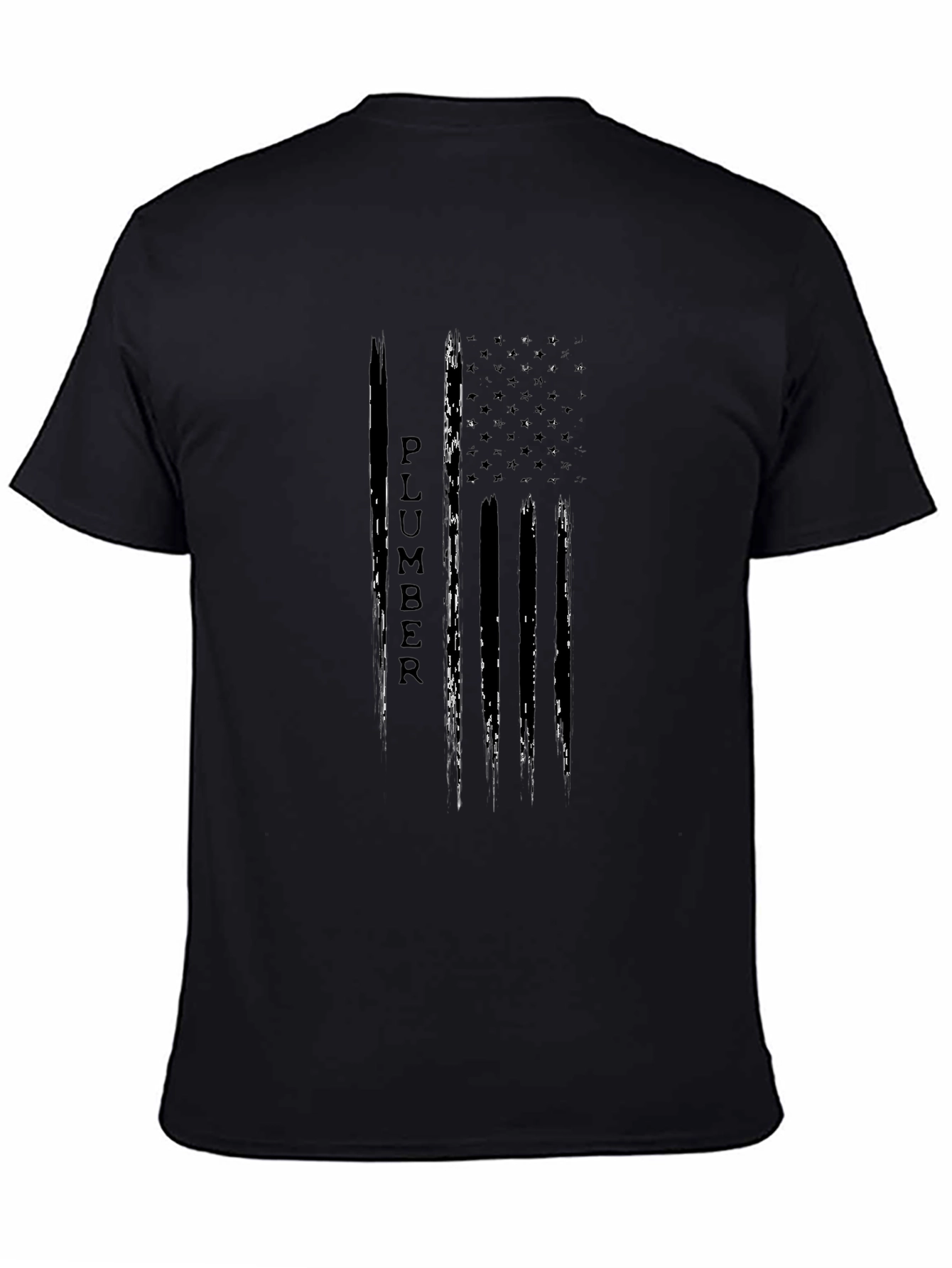 Camiseta Negra Diseño Bandera Americana Fontanero
