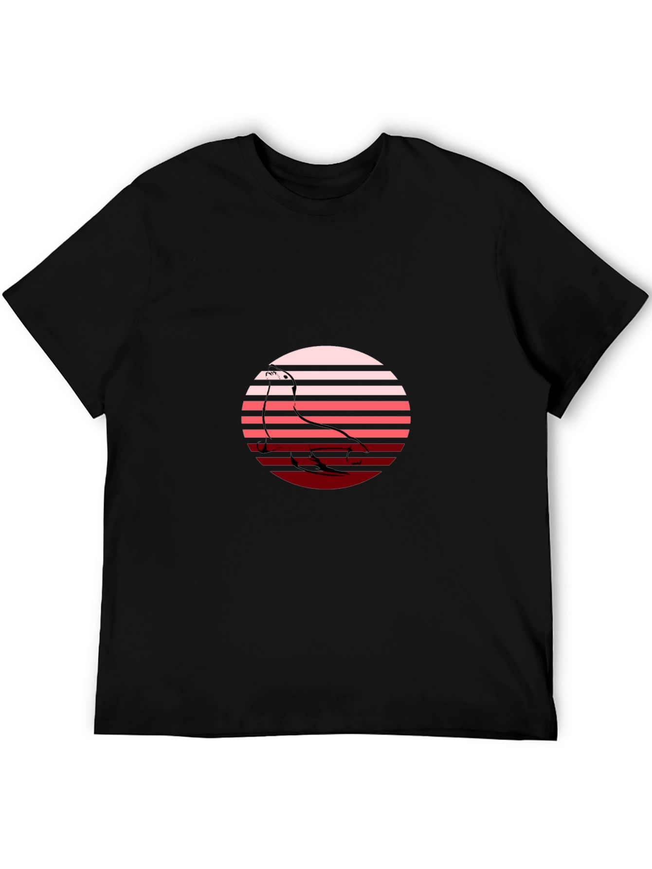 Camiseta Hombre Negra con Diseño Retro de Ave