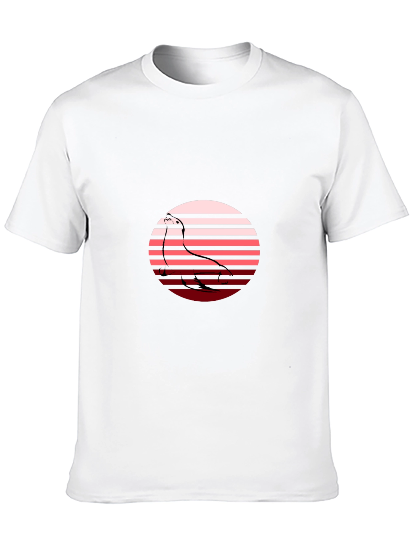 Camiseta Hombre Negra con Diseño Retro de Ave