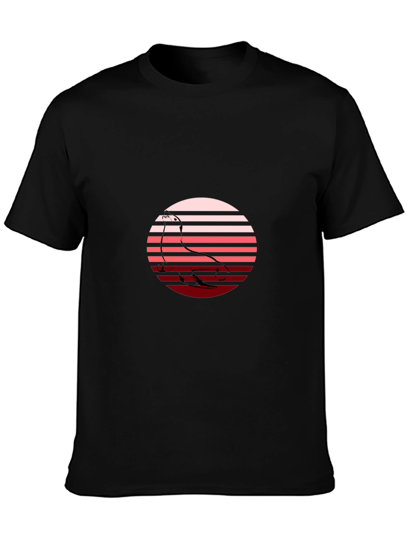 Camiseta Hombre Negra con Diseño Retro de Ave