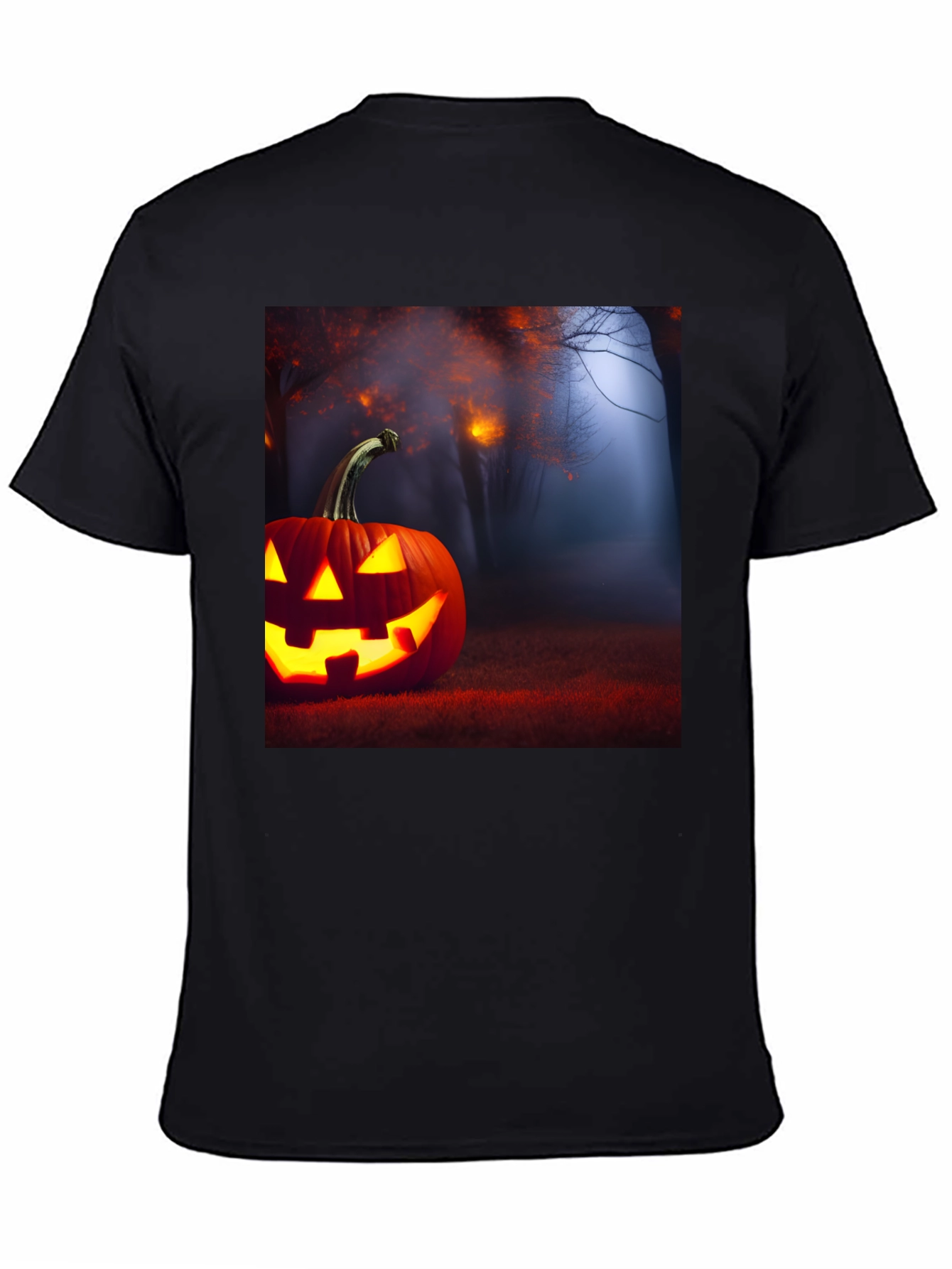 Camiseta Negra con Diseño de Calabaza Halloween