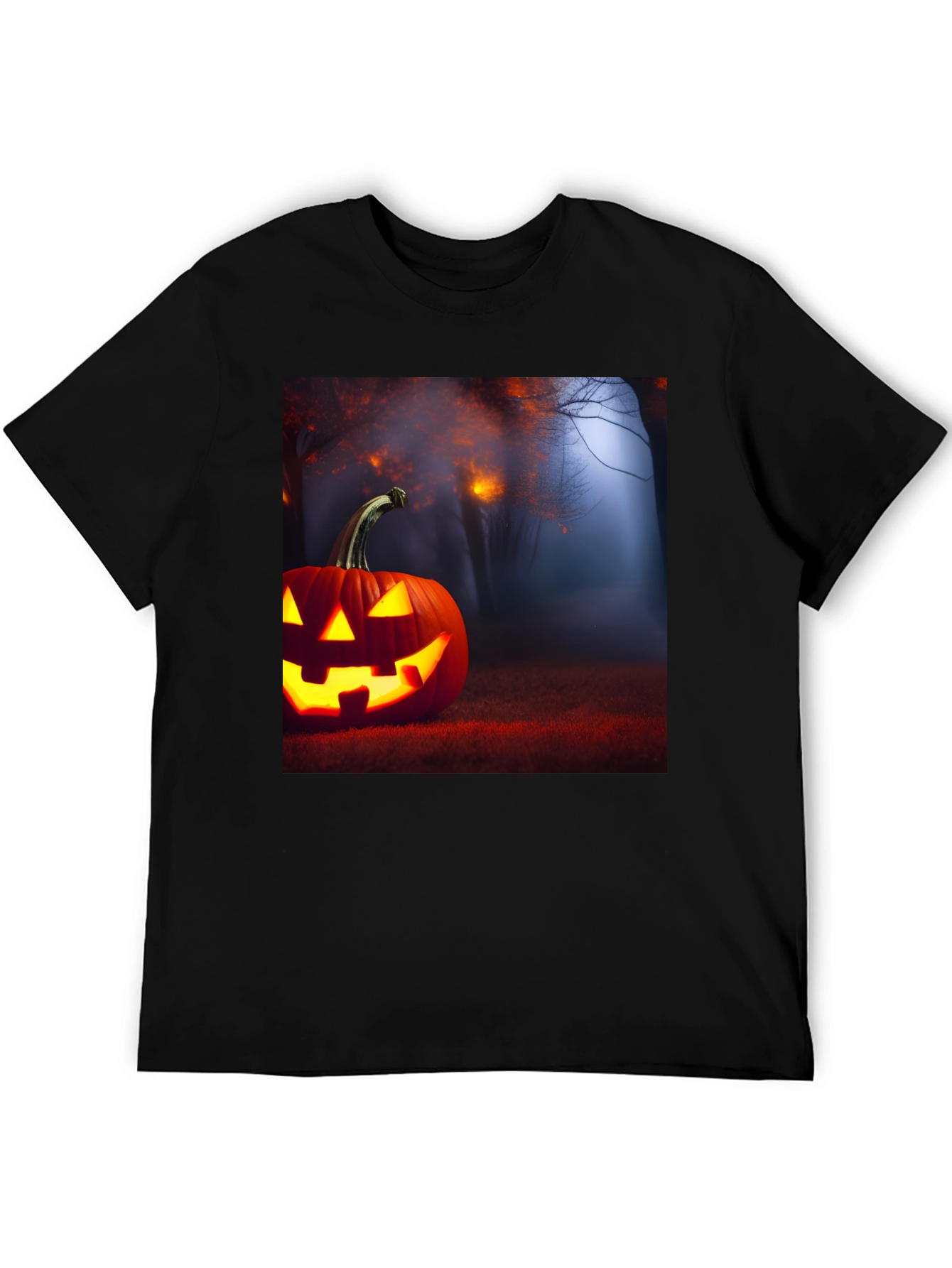 Camiseta Negra con Diseño de Calabaza Halloween